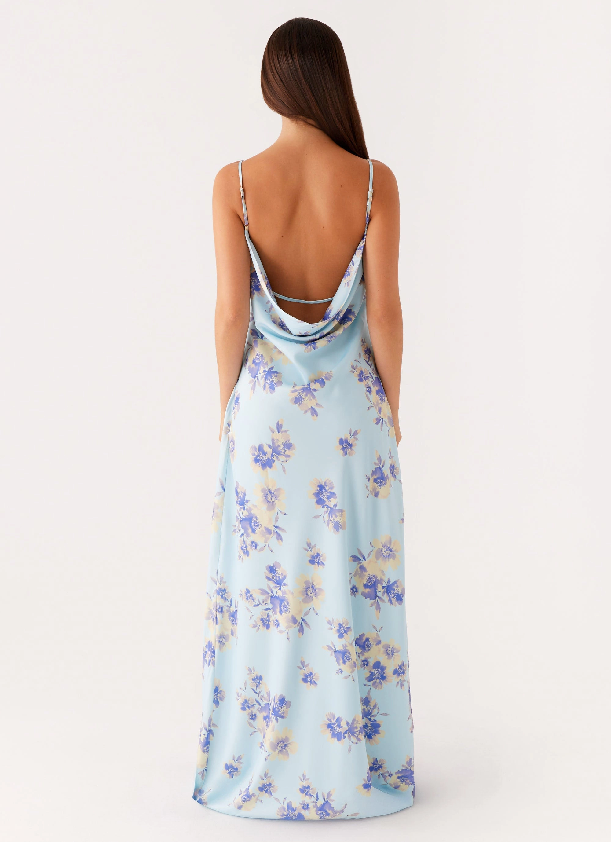 Ruffle Hem Liana Cowl Maxi Dress - Print