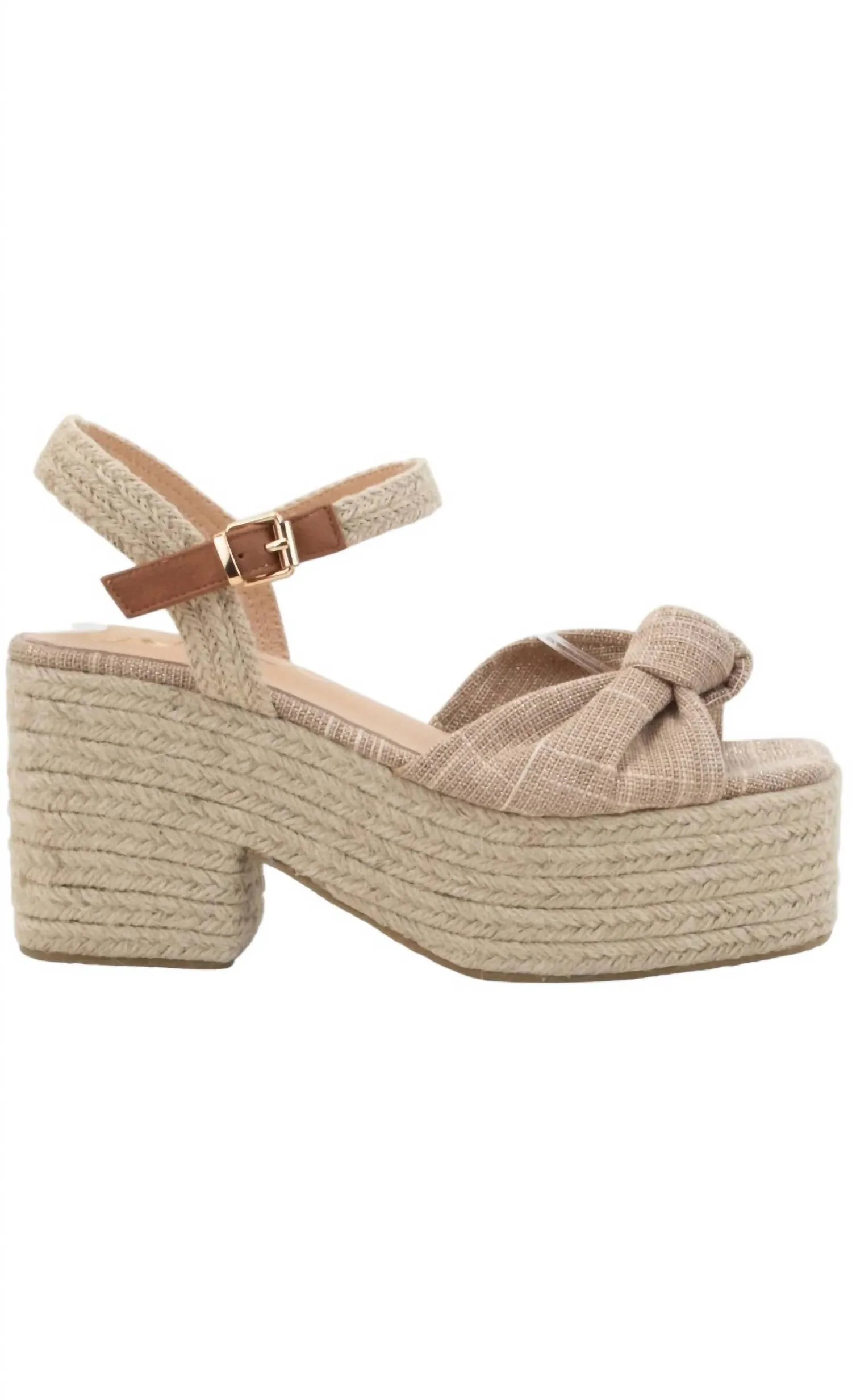 Palmer Espadrille Platform Block Heel Sandals In Beige Standout Look