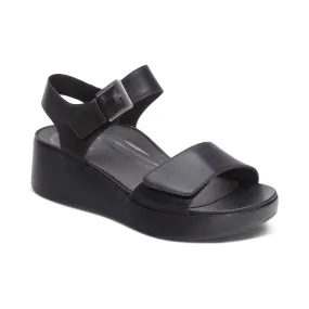 Women's Ariel Adjustable Quarter Strap Wedge In Black Fashionable
