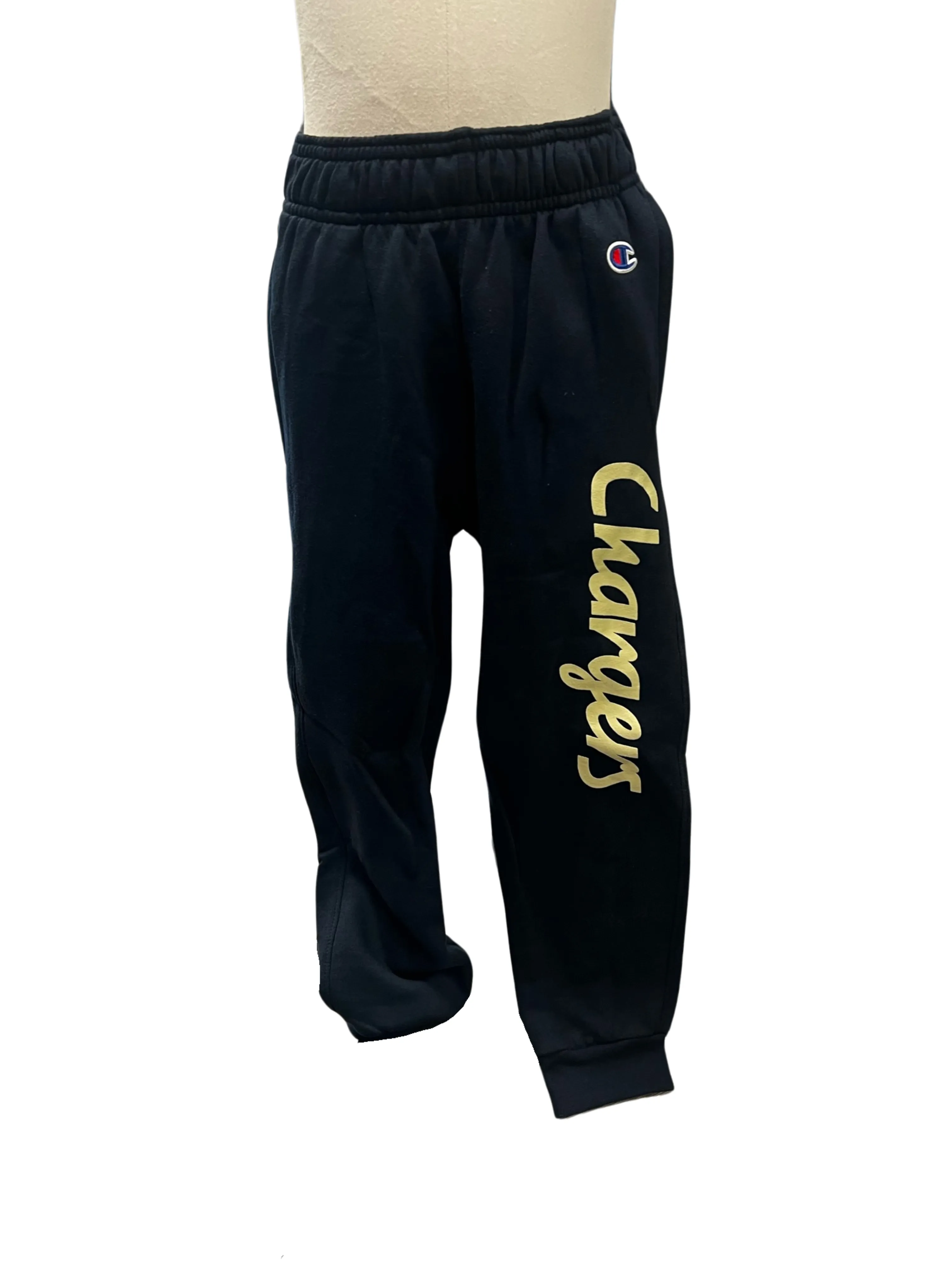 Youth Champion joggers, Navy, gold Chargers script Sporty Style Anti Pilling Technology