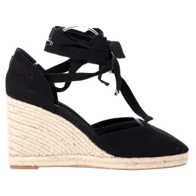 Grab And Go Reformation Camille Lace Up Wedge in Black Suede
