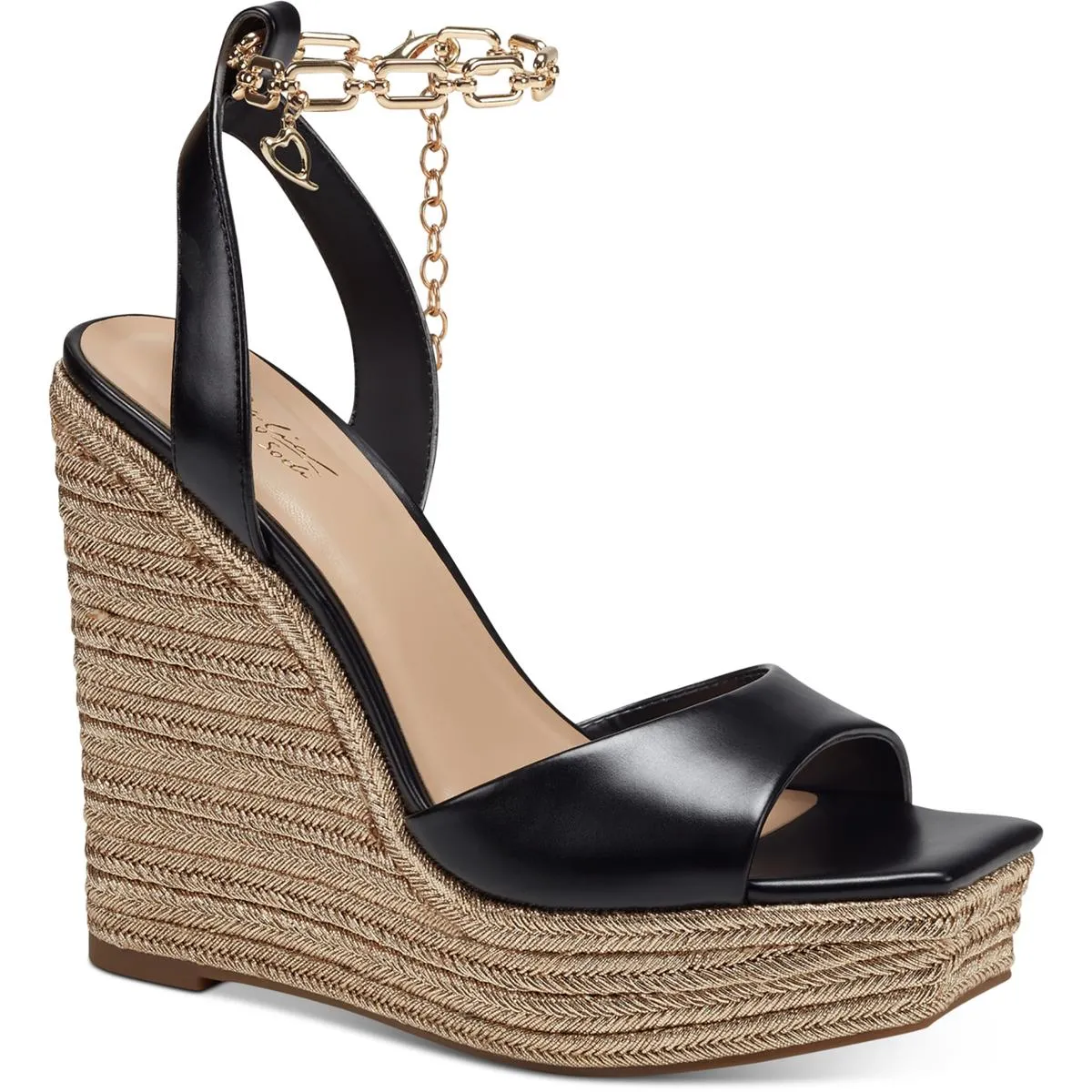 Caden Womens Chain Wedge Espadrilles Weather Resistant Material Anti Friction Lining