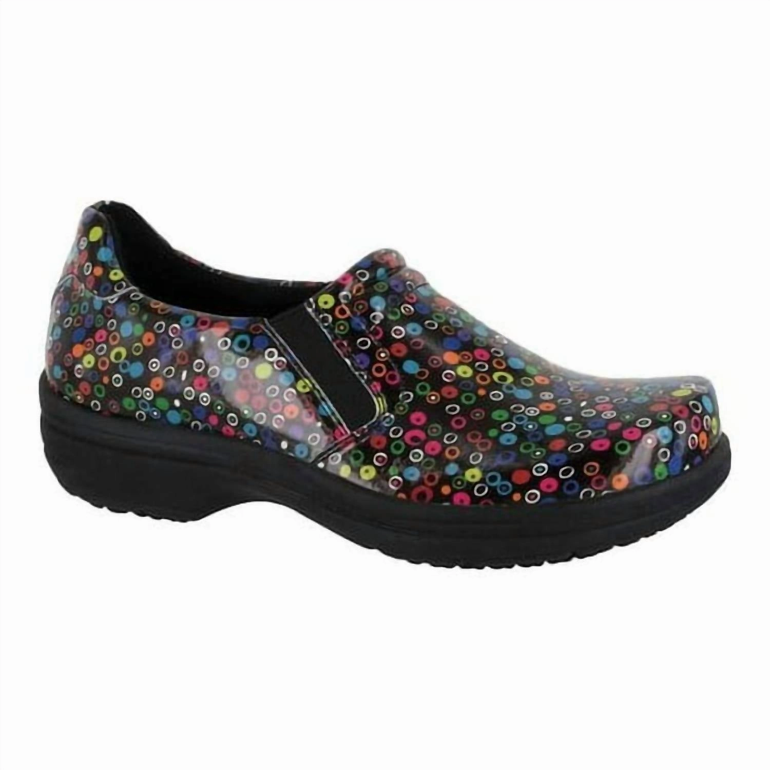 Women's Bind Slip Resistant Work Shoe - Medium Width In Black/bright Multi Dots Trail Compatible Excellent Performance