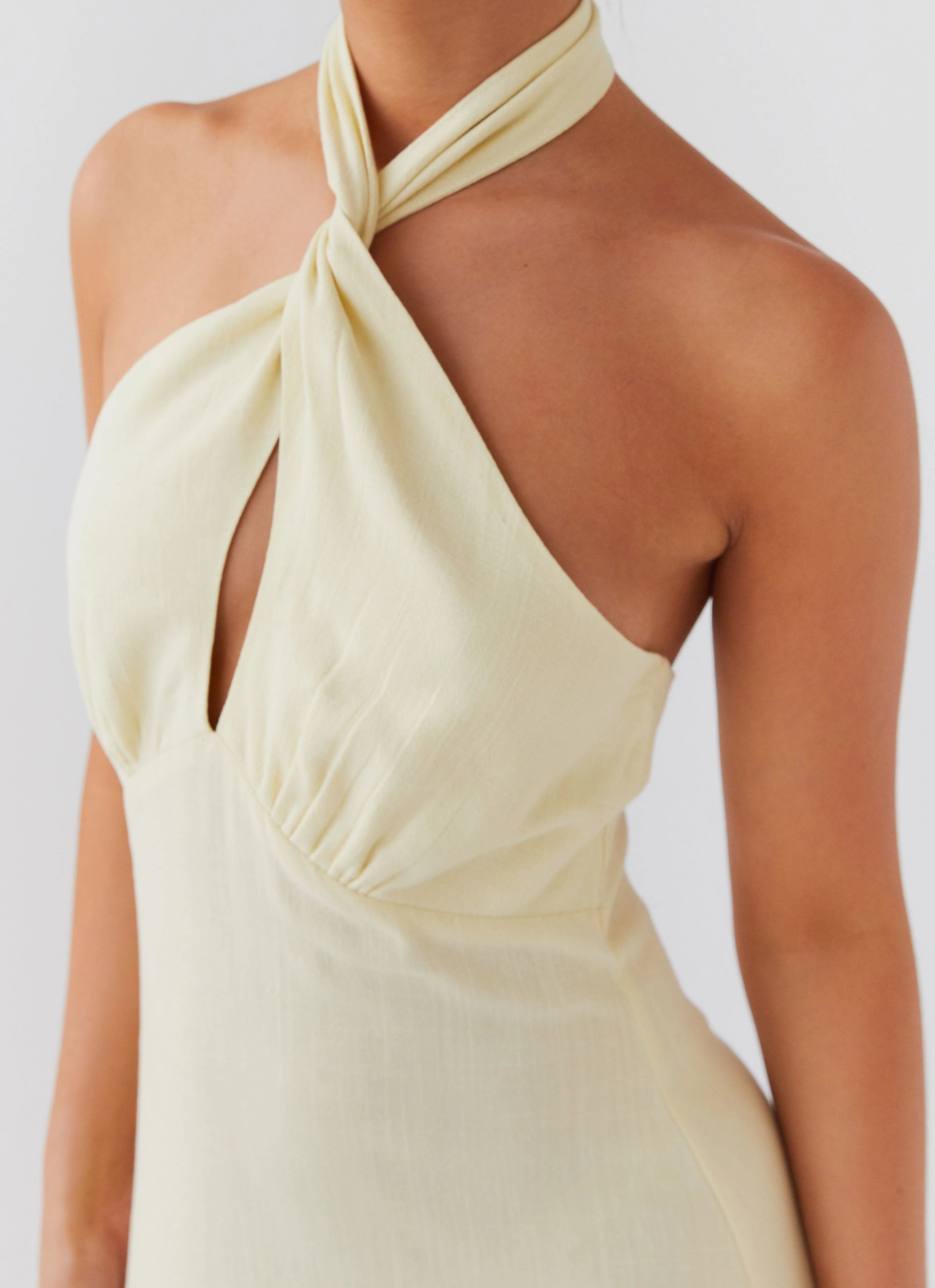 Simple Elegance Adrienne Linen Maxi Dress - Lemon