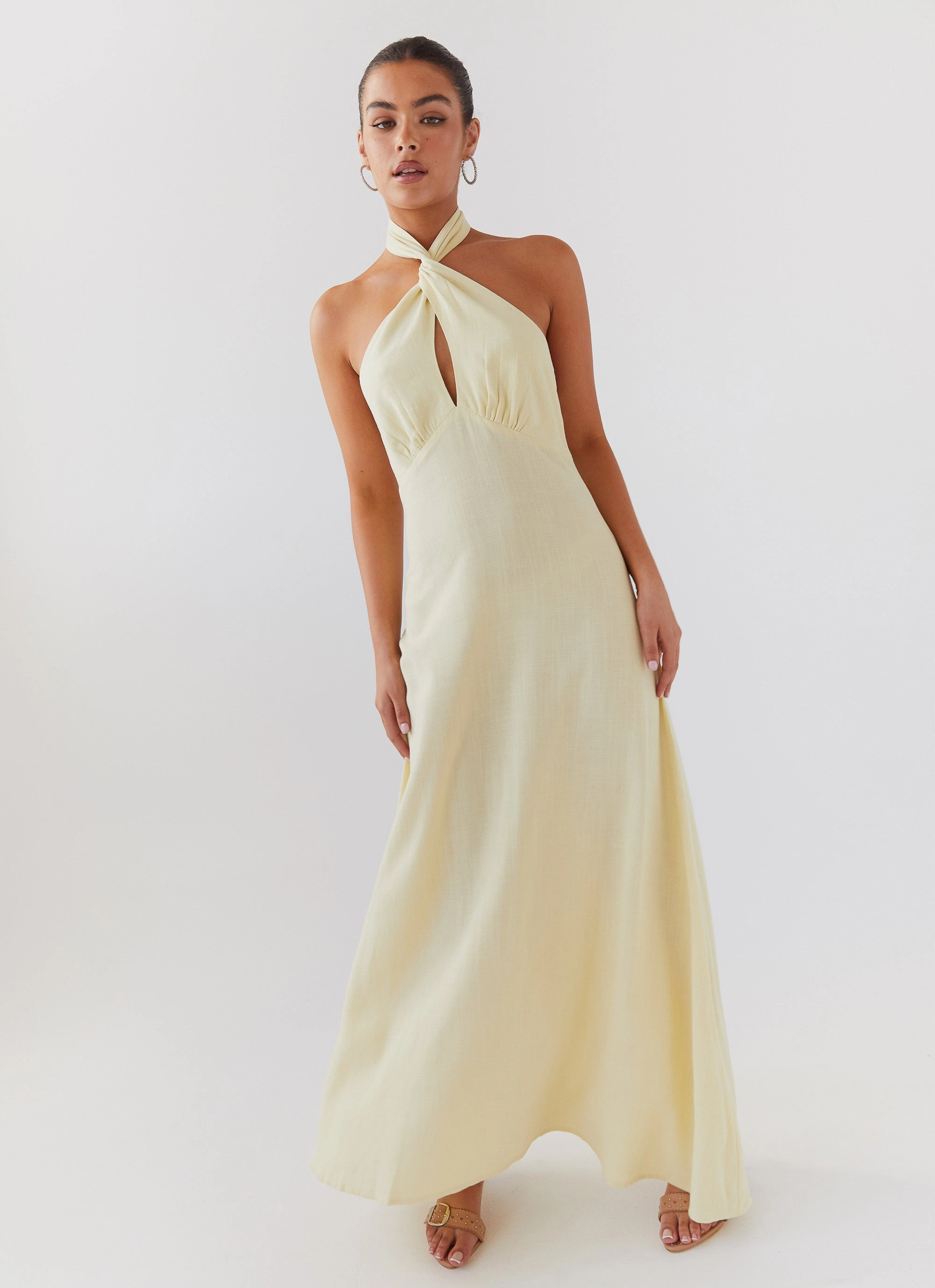 Sleek Movement Adrienne Linen Maxi Dress - Lemon