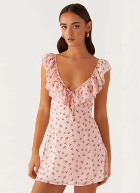 Refined Vibe Adrina Ruffle Mini Dress - Pink Flower