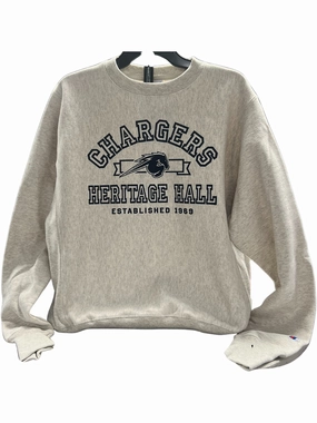 Adult Champion Sweatshirt, heather grey, horse banner Comfort Wear Chill Layers