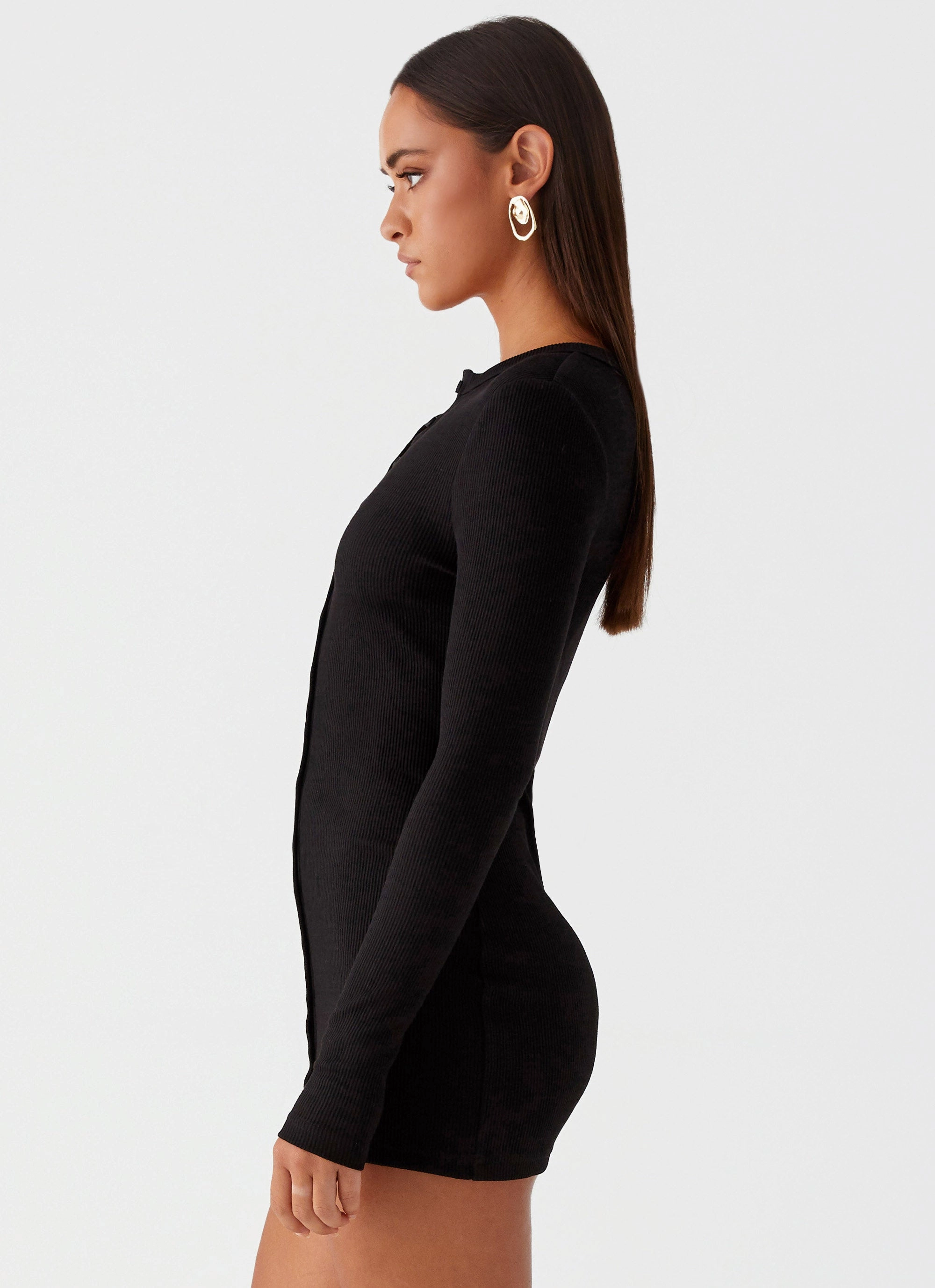 Ailee Long Sleeve Mini Dress - Black Artistic Shape