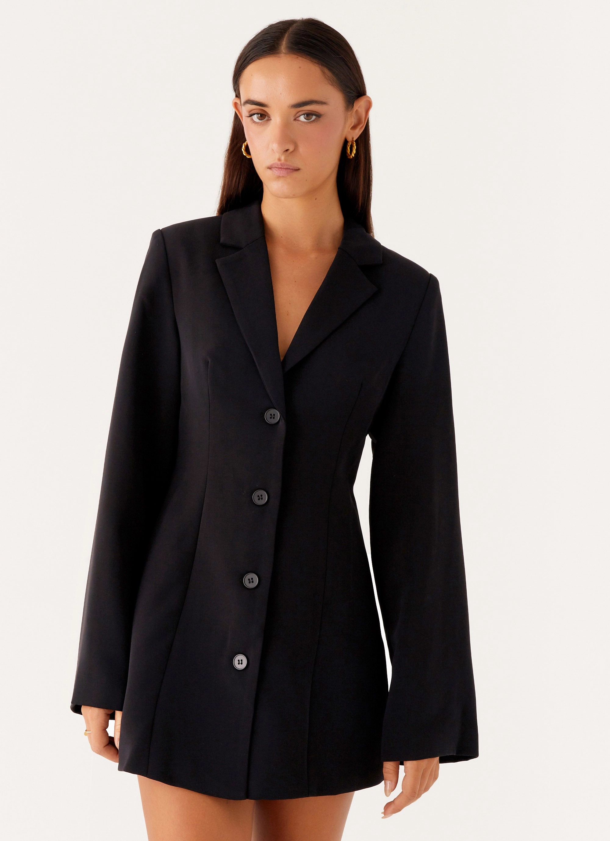 Albi Fitted Blazer Mini Dress - Black Soft Contour