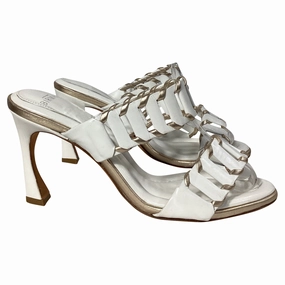 Alexandre Birman Claire Cutout Mules in White Leather Comfy Sandals