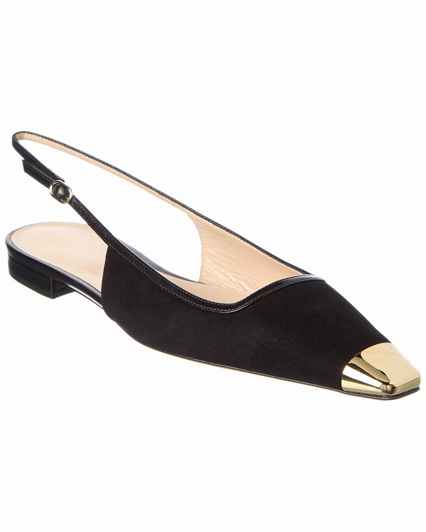 Alexandre Birman Olivia Suede & Leather Slingback Flat Comfortable Padding Comfort Enhancement