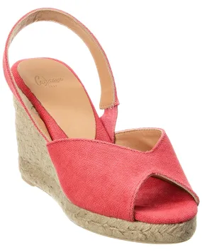 Casta?er Brisa Canvas Slingback Wedge Sandal Mule Style