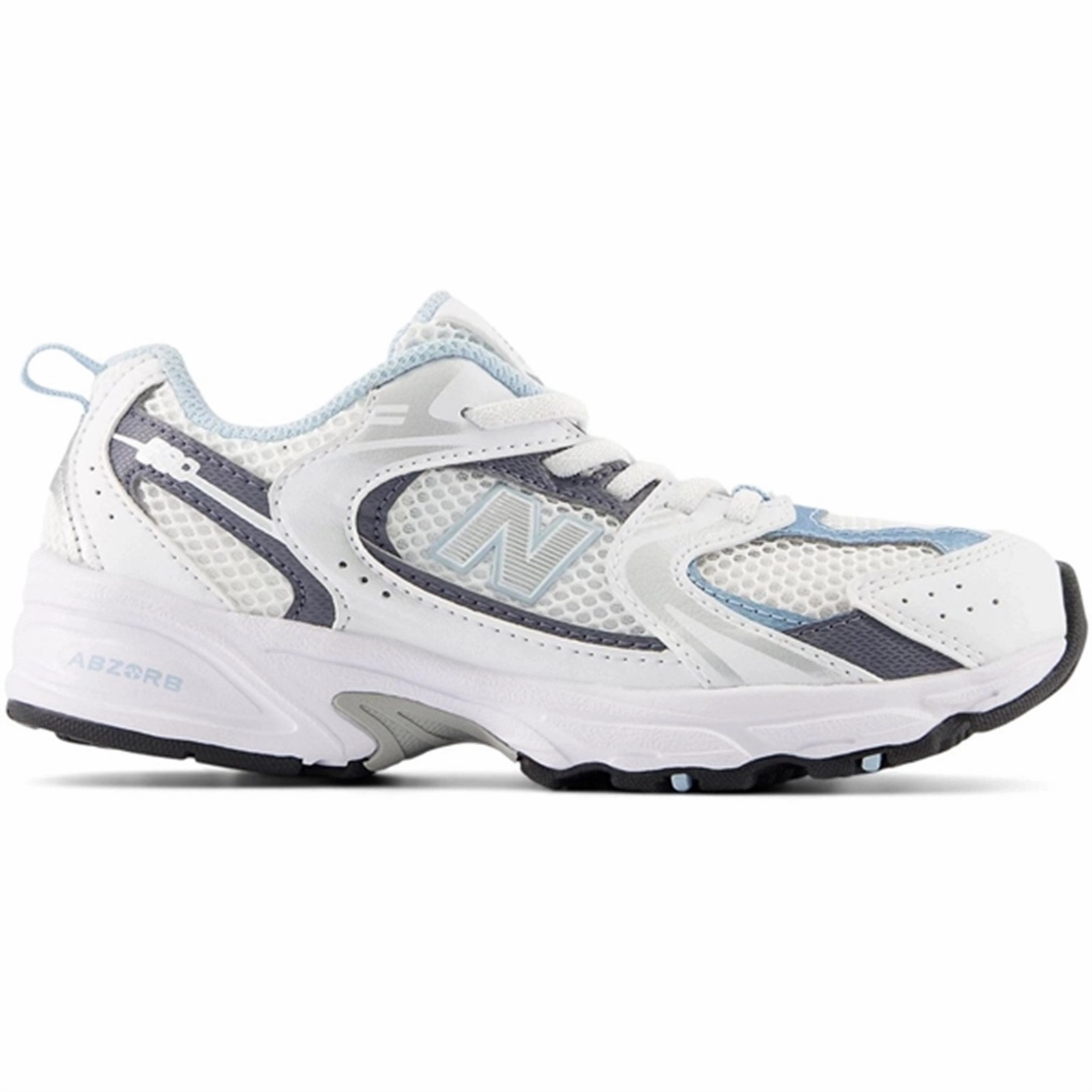 Lightweight Canvas Walk Time New Balance 530 Kids Bungee Lace Sneakers White