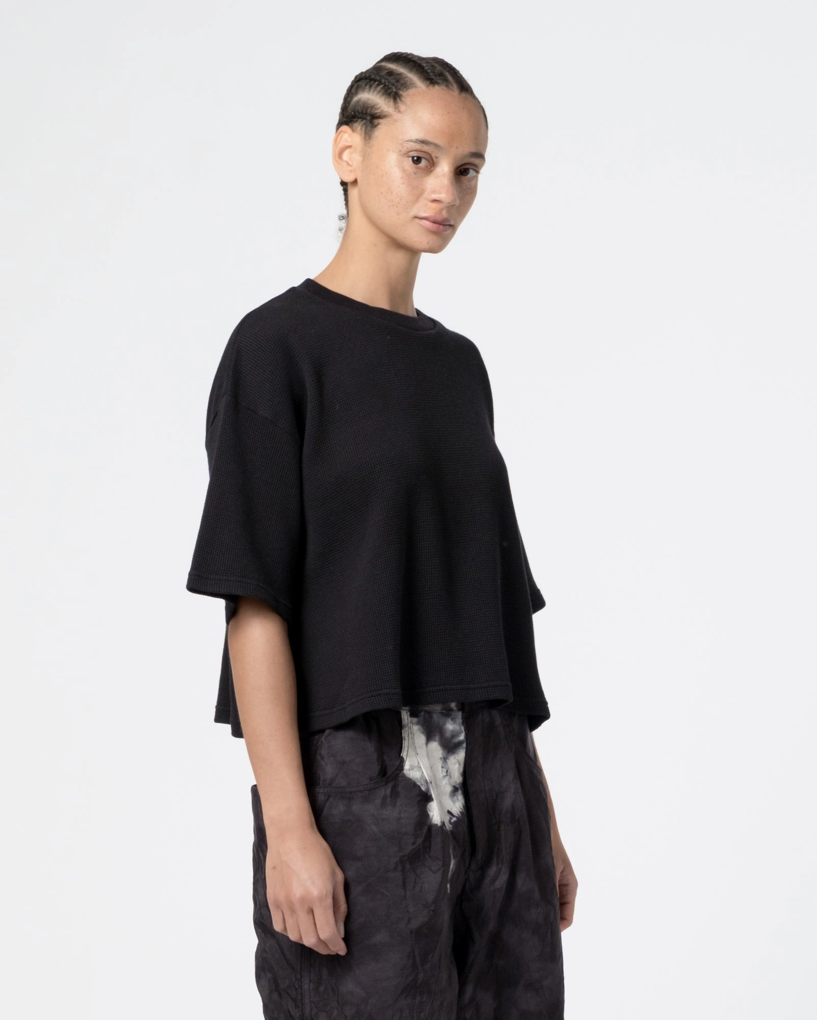 Street Style Trend Essential Look G.o.D Big T Cropped Waffle Jersey Black