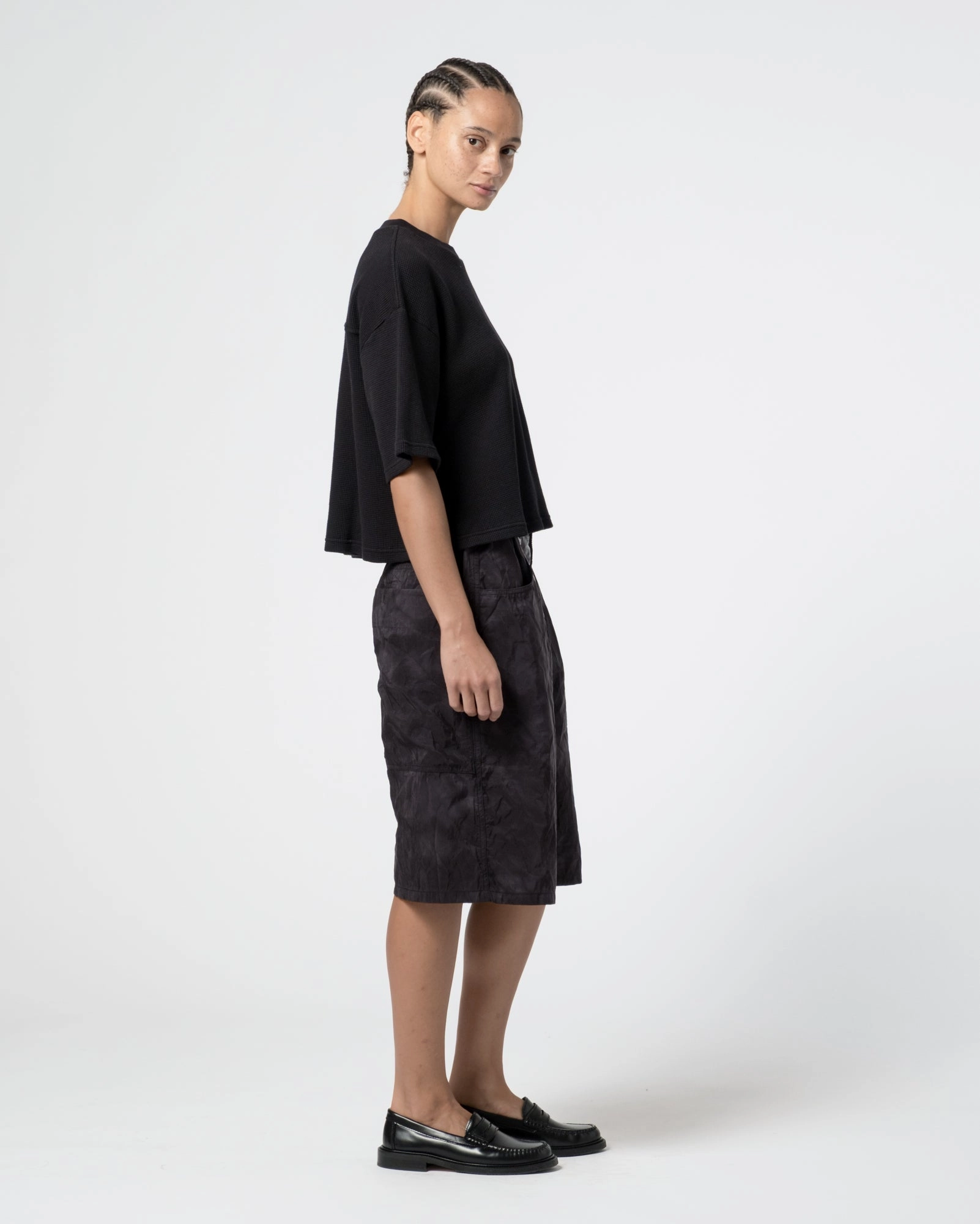 G.o.D Big T Cropped Waffle Jersey Black Travel Style Trend Vintage Style