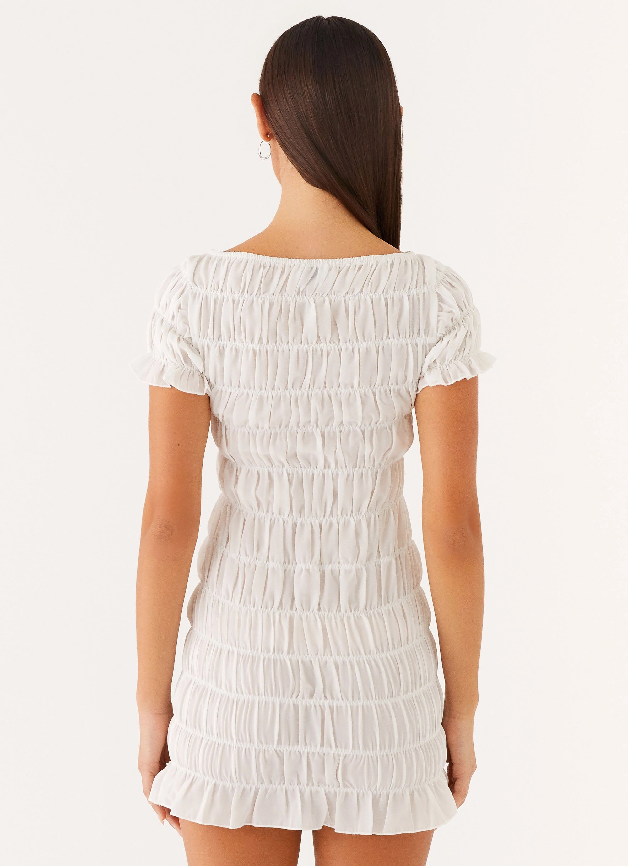 Rita Ruched Mini Dress - White Timeless-Classic Modern-style