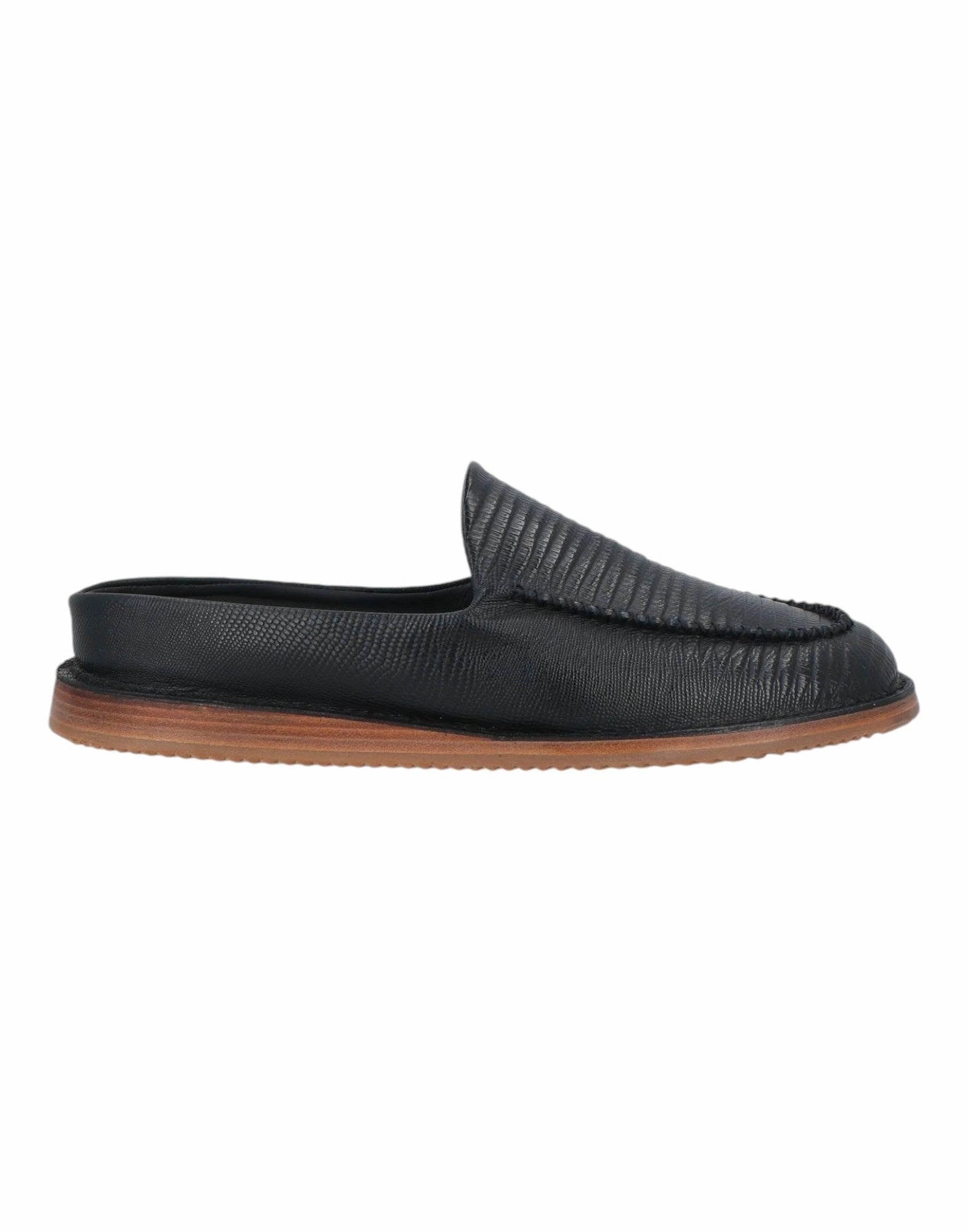 Bally Fosko 6303291 Black Calf Embossed Leather Mules & Clogs Simple Slip Fit Sandal