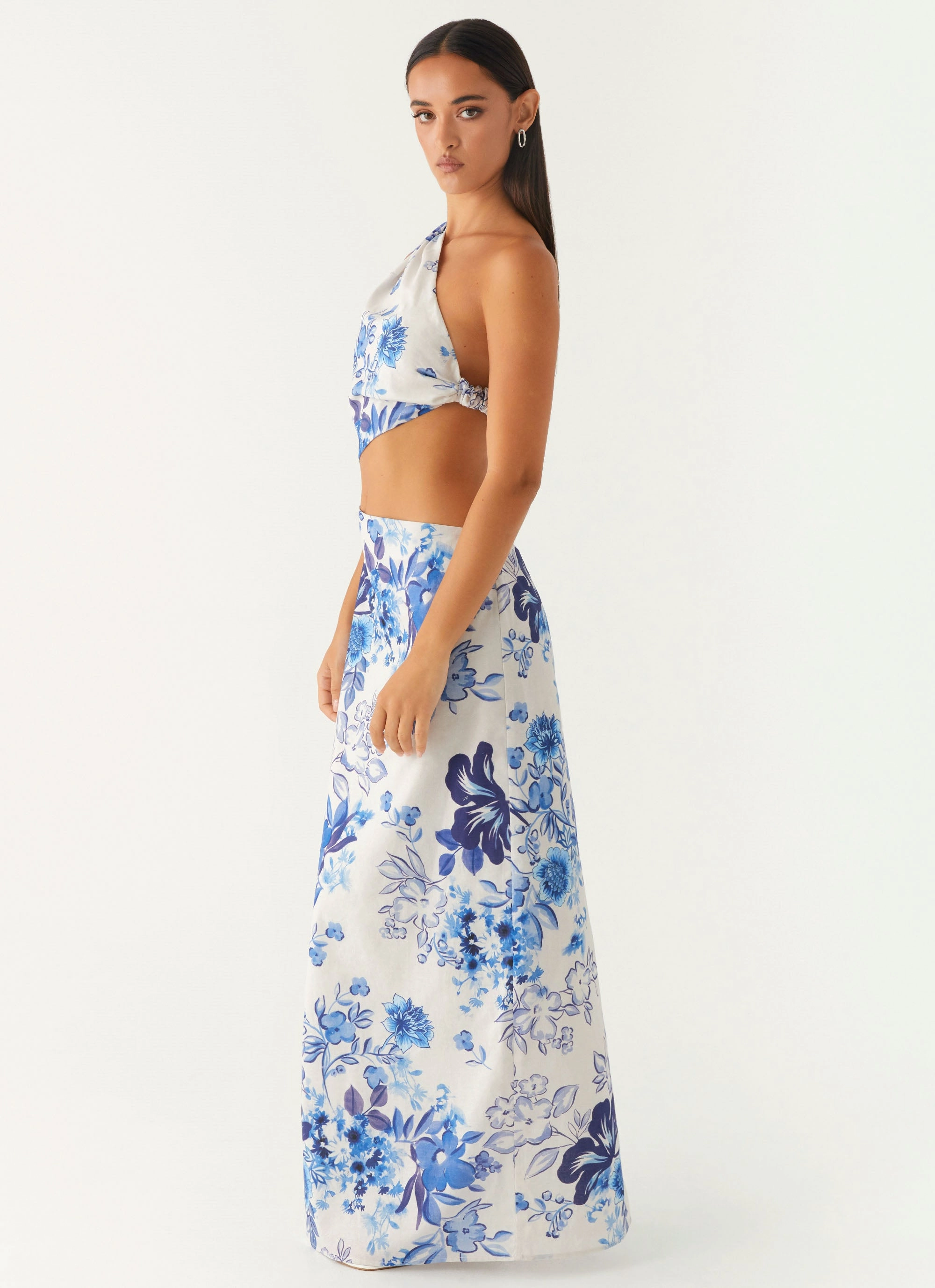 All Summer Long Maxi Dress - Serene Sky Floral Dreamy Motion