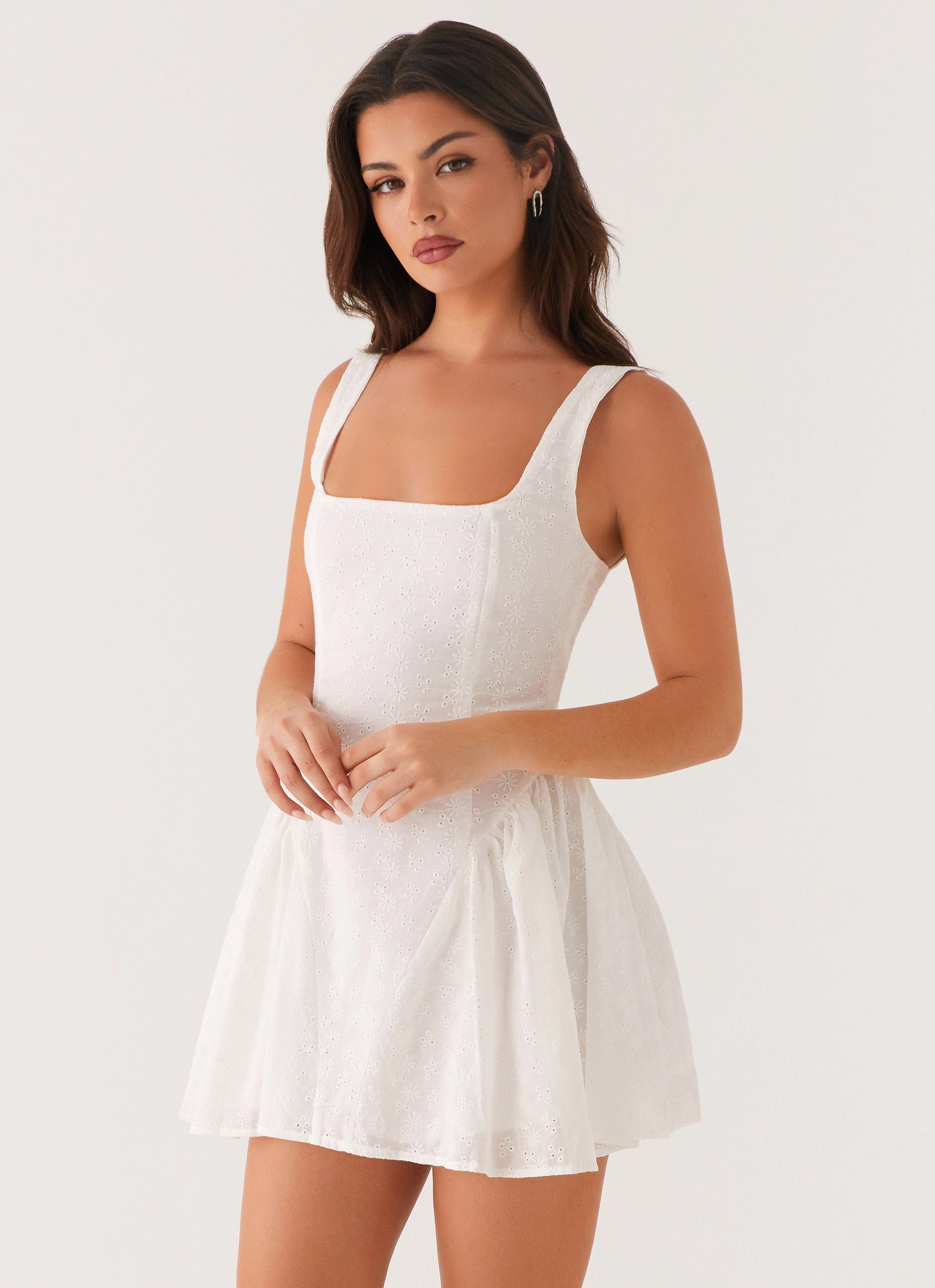 Alyssa Mini Dress - White Smooth Flow