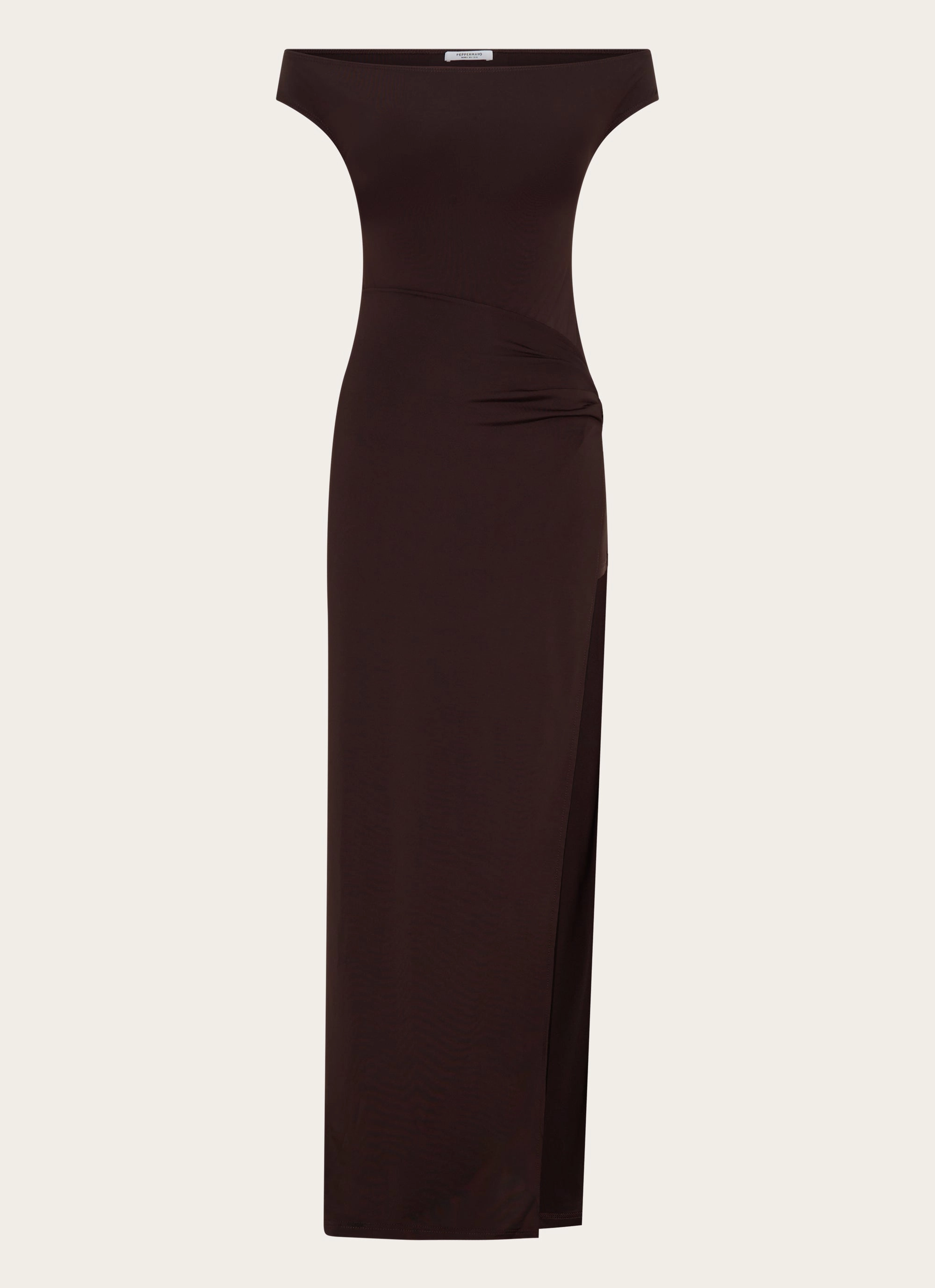 Amerie Maxi Dress - Chocolate Silky Layer Subtle Lines