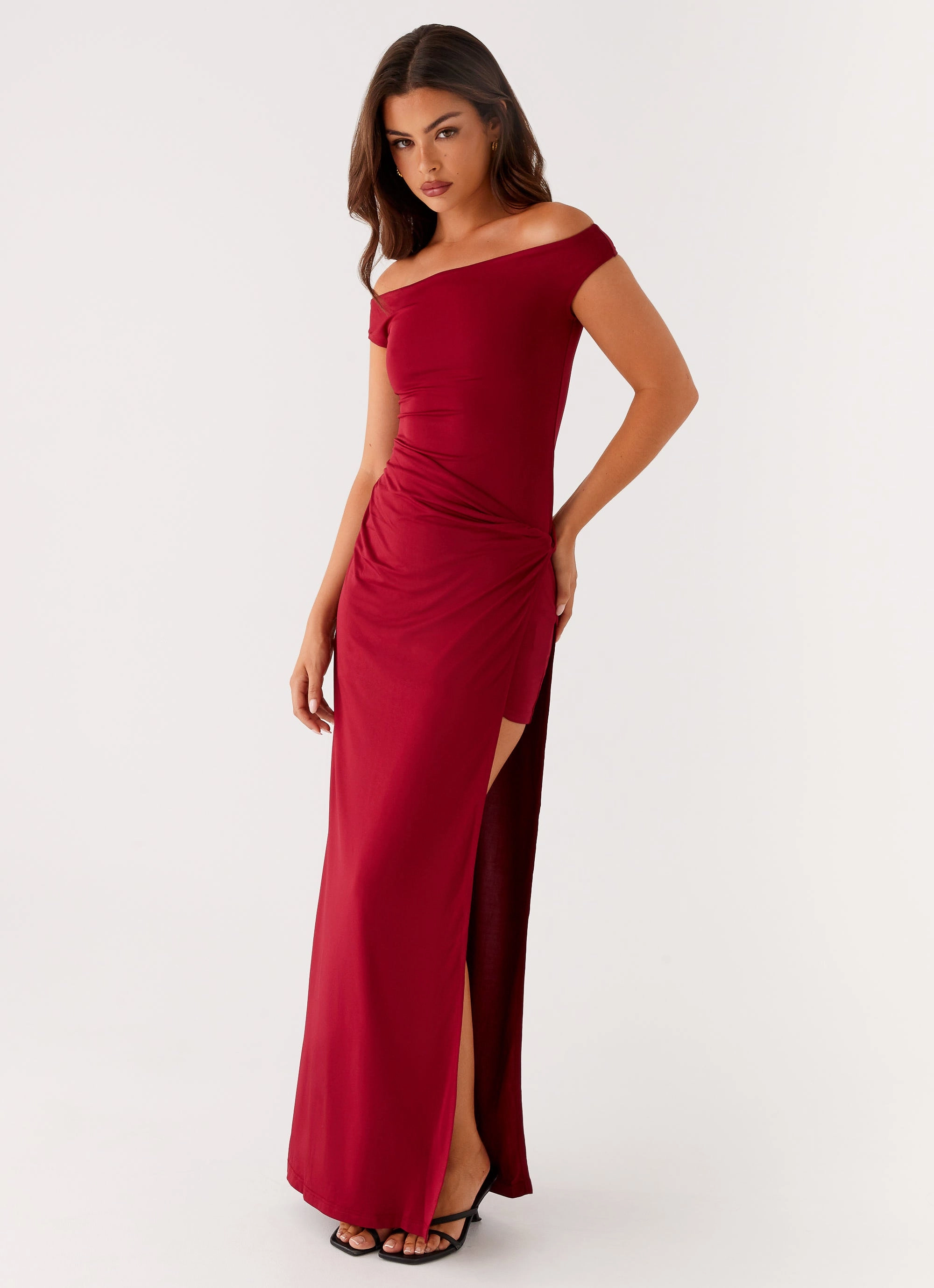 Amerie Maxi Dress - Maroon Night Charm