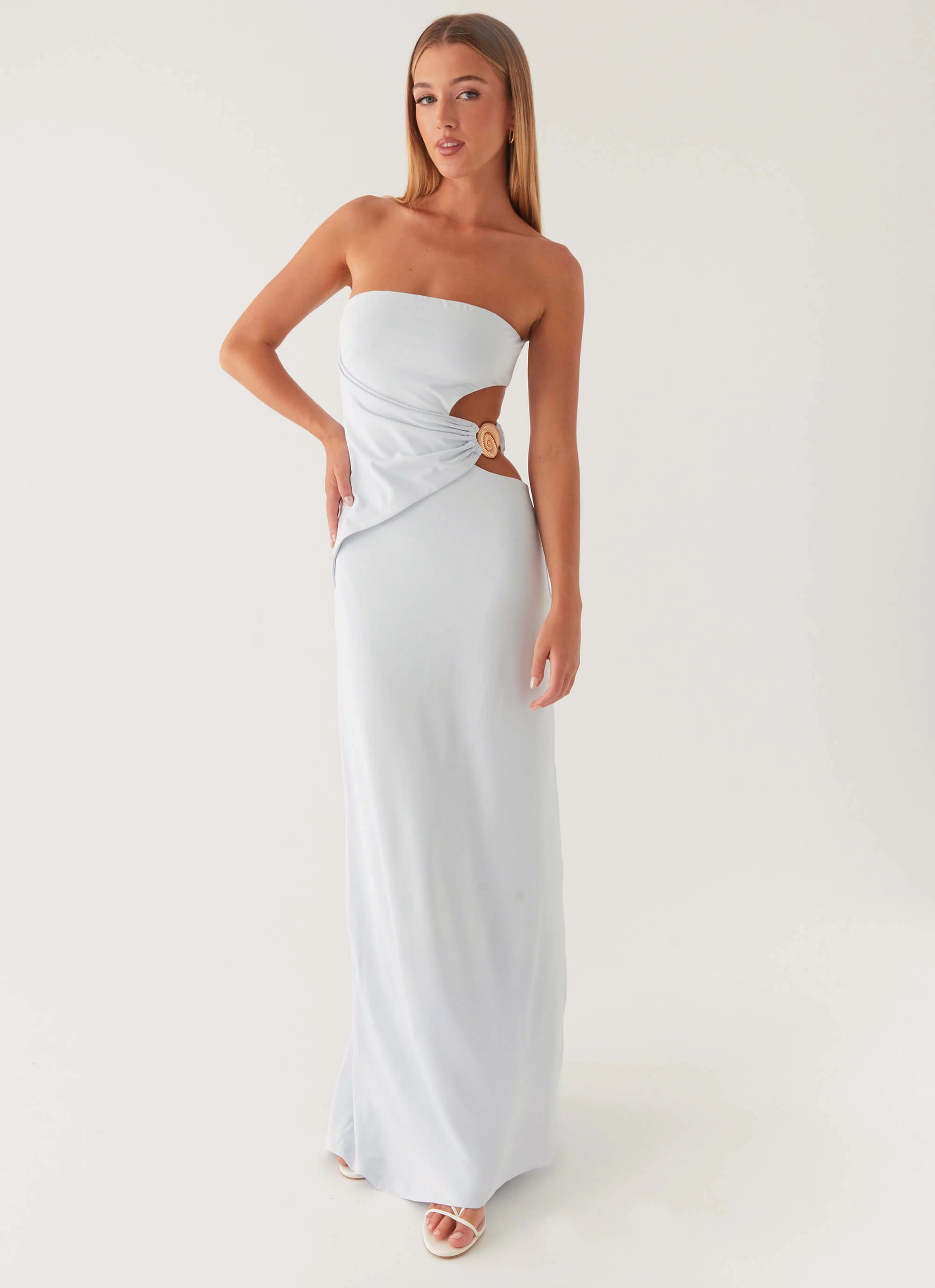Anetta Maxi Dress - Pale Blue Cozy Layers