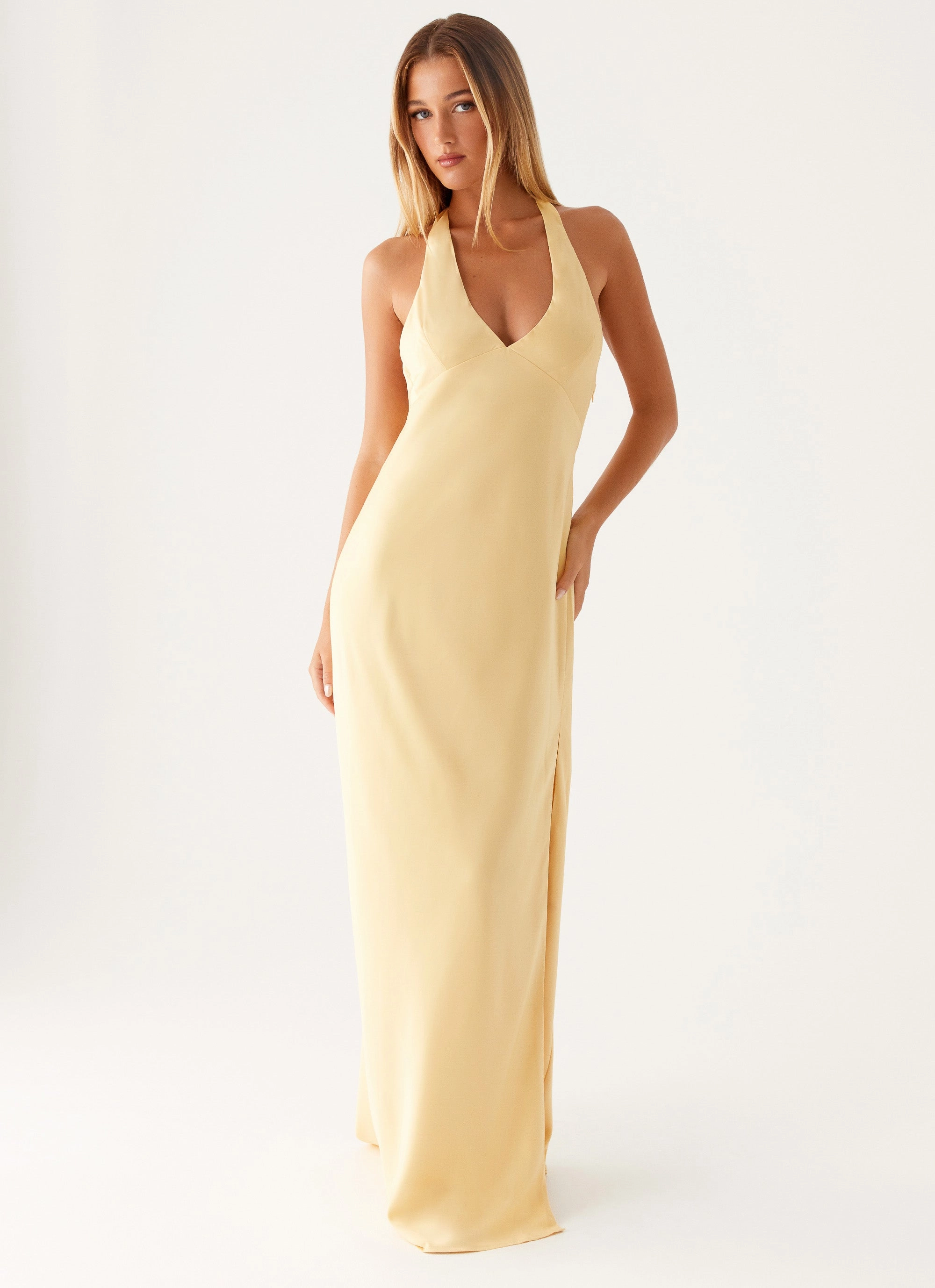 Angie Maxi Dress - Yellow Side-Zip