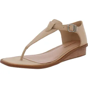 High Heel Annamae Womens Leather Wedge Thong Sandals