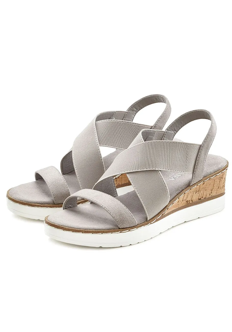 LASCANA Women's Ankle Strap Wedge Sandals Light Touch