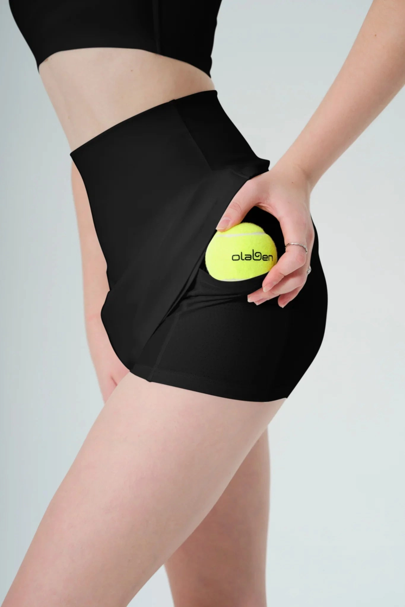 Racquet Crossover Skirt - Black Office Attire Back pockets