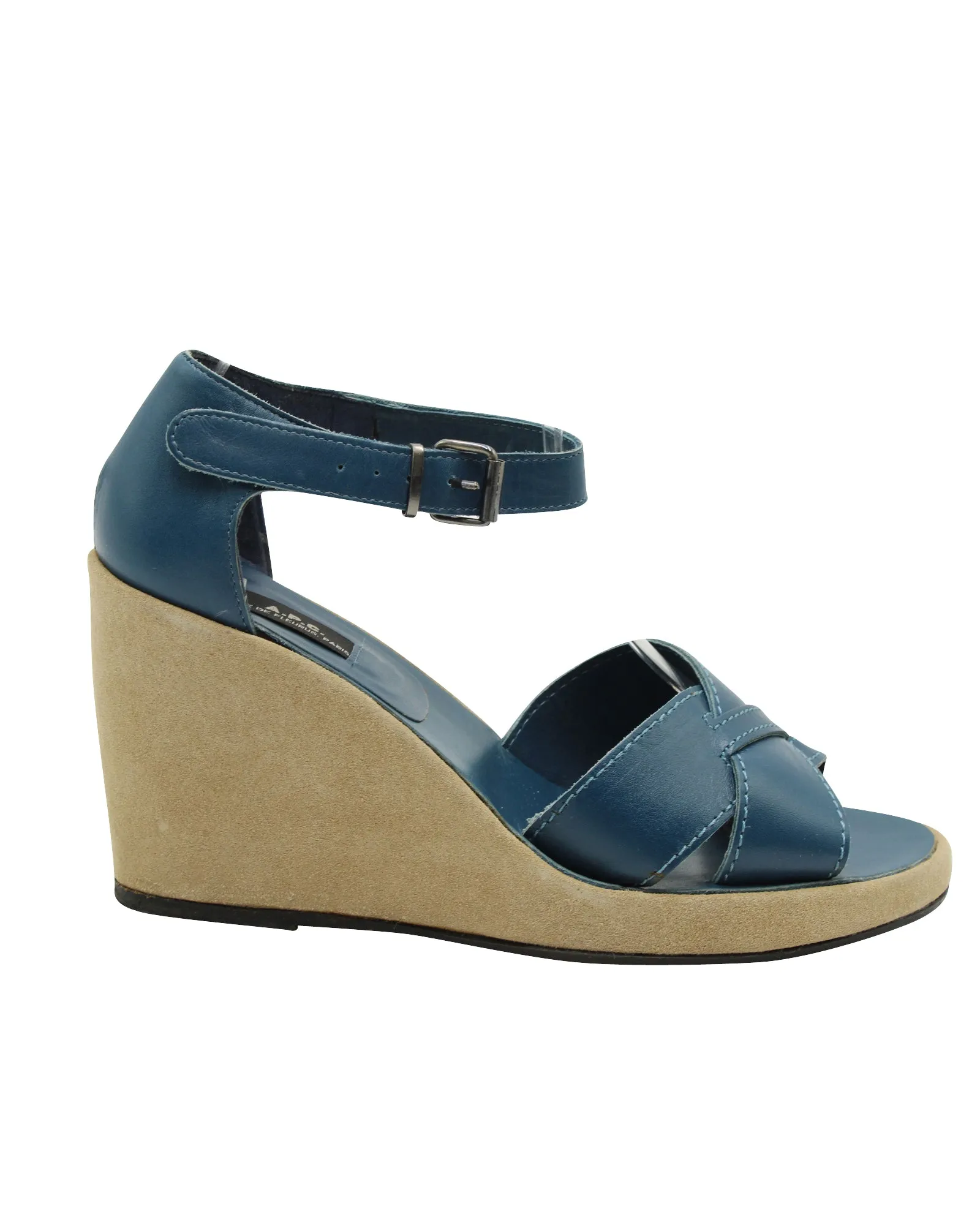 Non Toxic Construction Outdoor Travel A.P.C Wedge Sandals in Blue Cowhide Leather