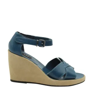 Non Toxic Construction Outdoor Travel A.P.C Wedge Sandals in Blue Cowhide Leather