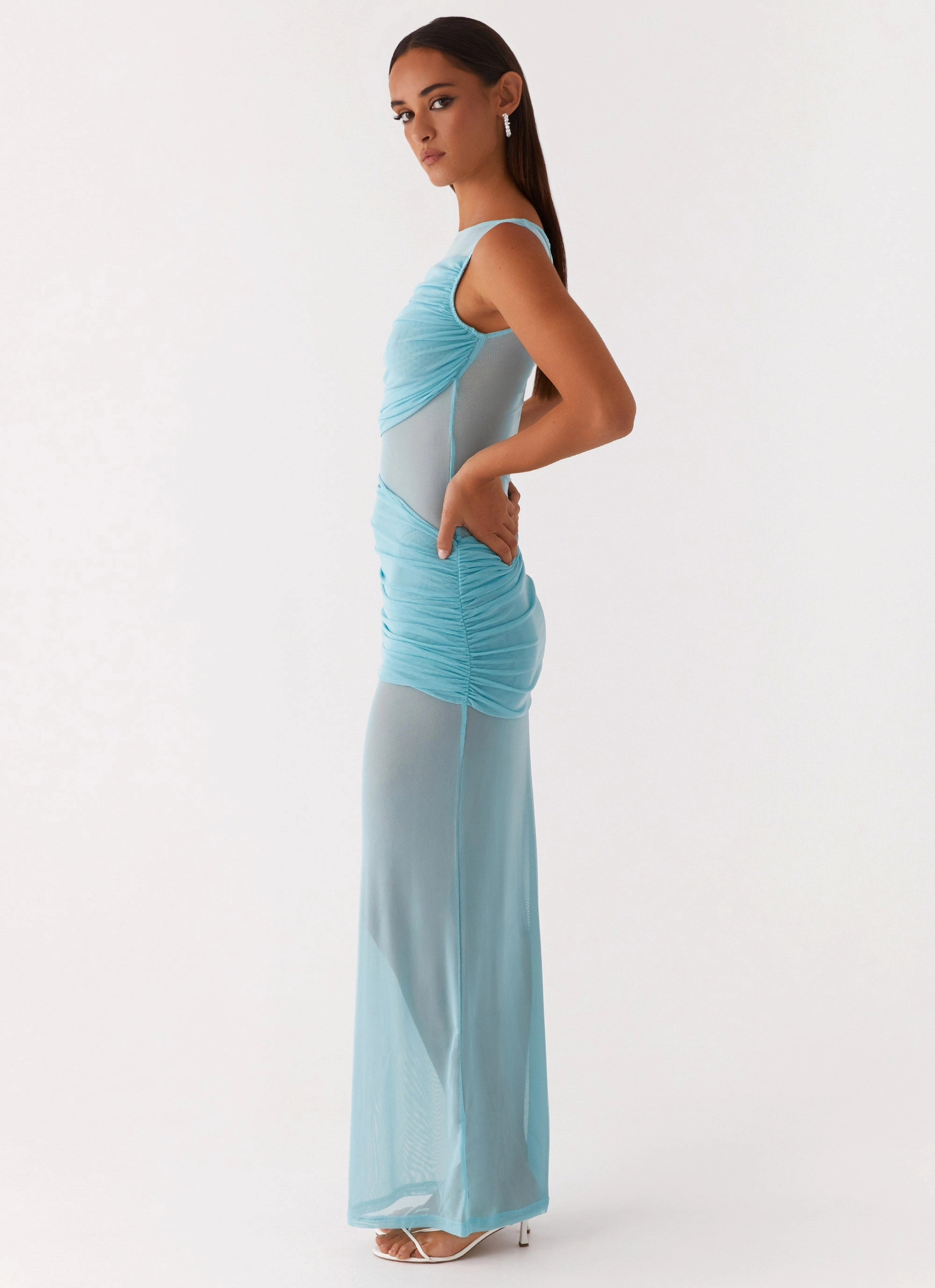 Apollo Maxi Dress - Aqua Bishop-Sleeve Classic sheath dress