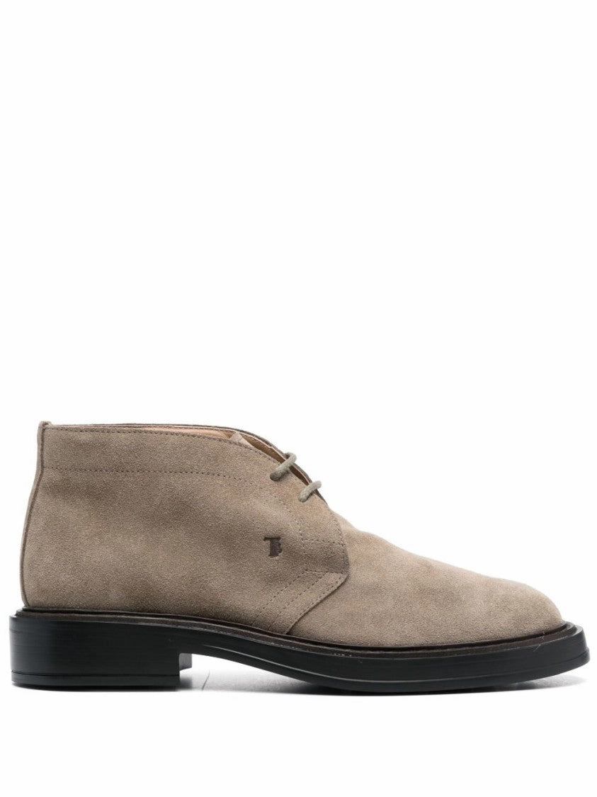 Neutral Setting Suede Lace-Up Shoes