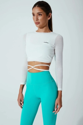 Casual layering piece V neck style Archangel Long Sleeve Top - White