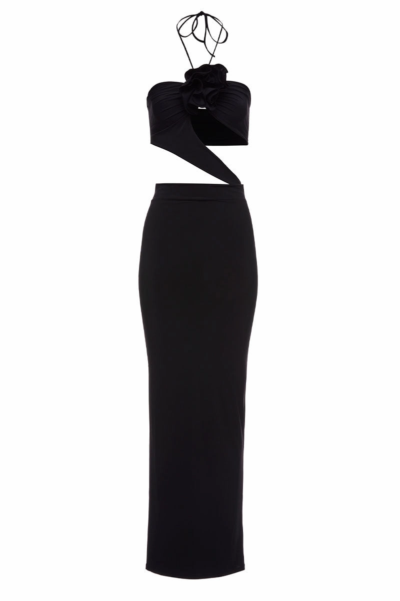 Balanced Look Asymmetrical Cutout Maxi Dress