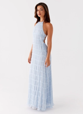 Aullie Maxi Dress - Blue Chilly Weather Comfort