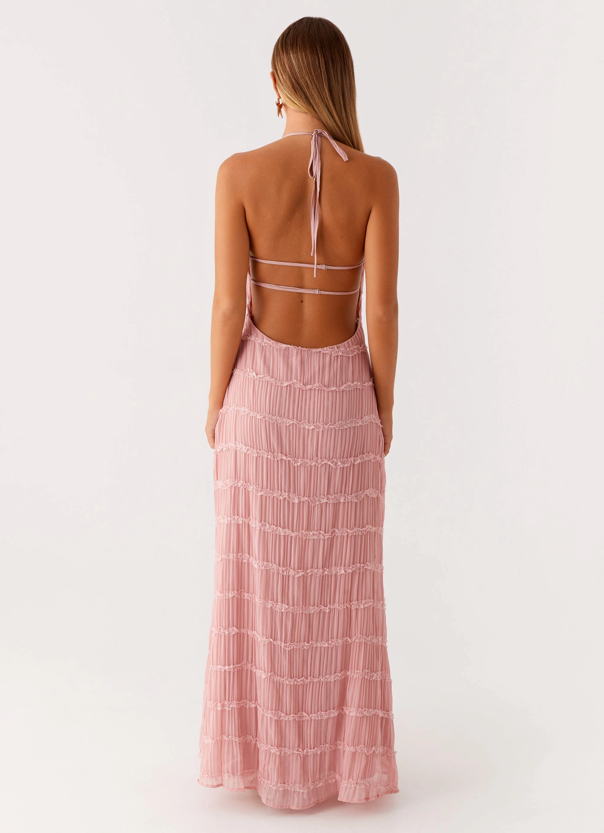 Aullie Maxi Dress - Pink Neutral Flow Fashionable outfit for outings