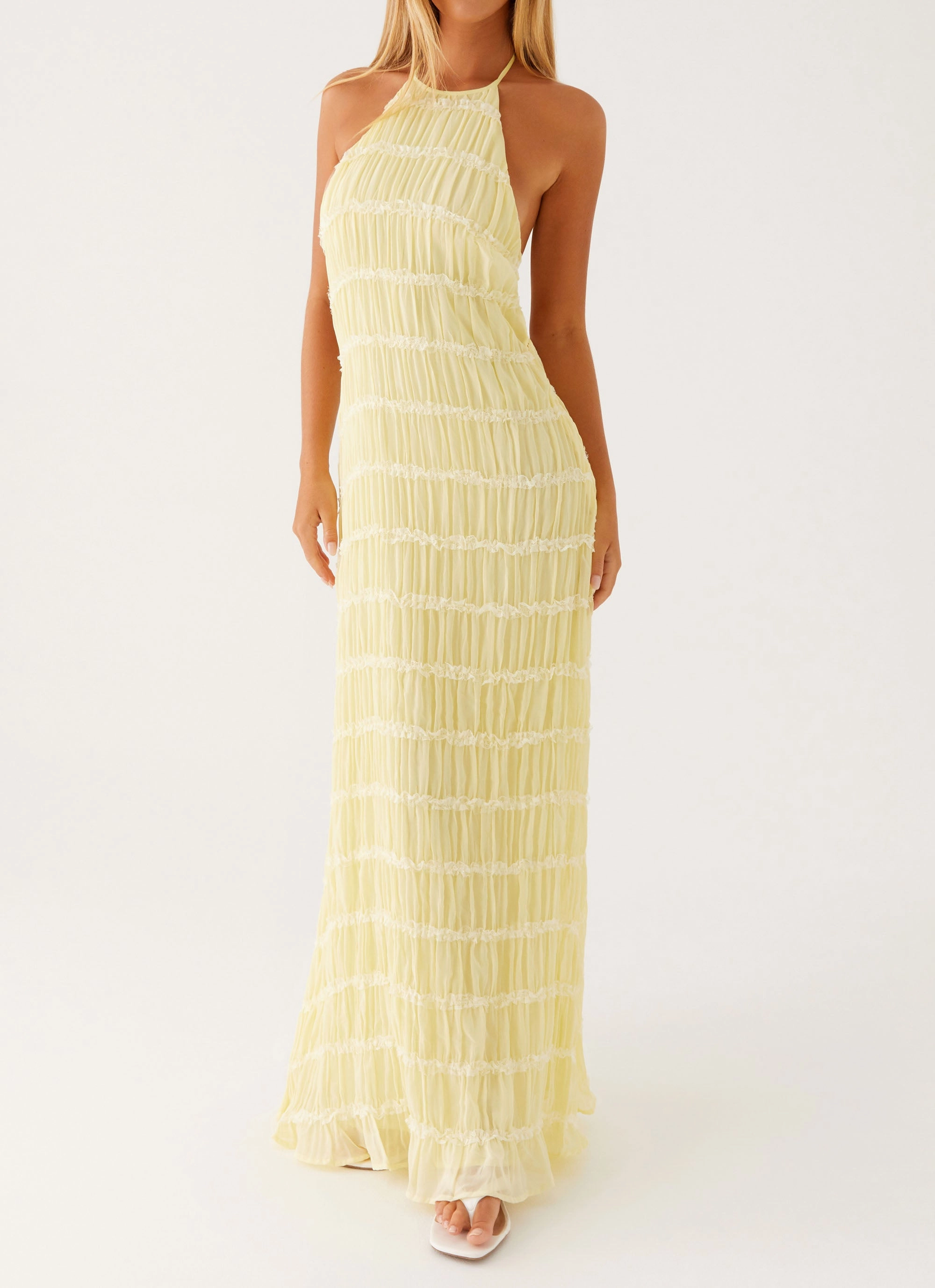 Odor-Control Flowy summer gown Aullie Maxi Dress - Yellow