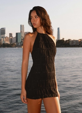 Aullie Mini Dress - Black Midi-Length