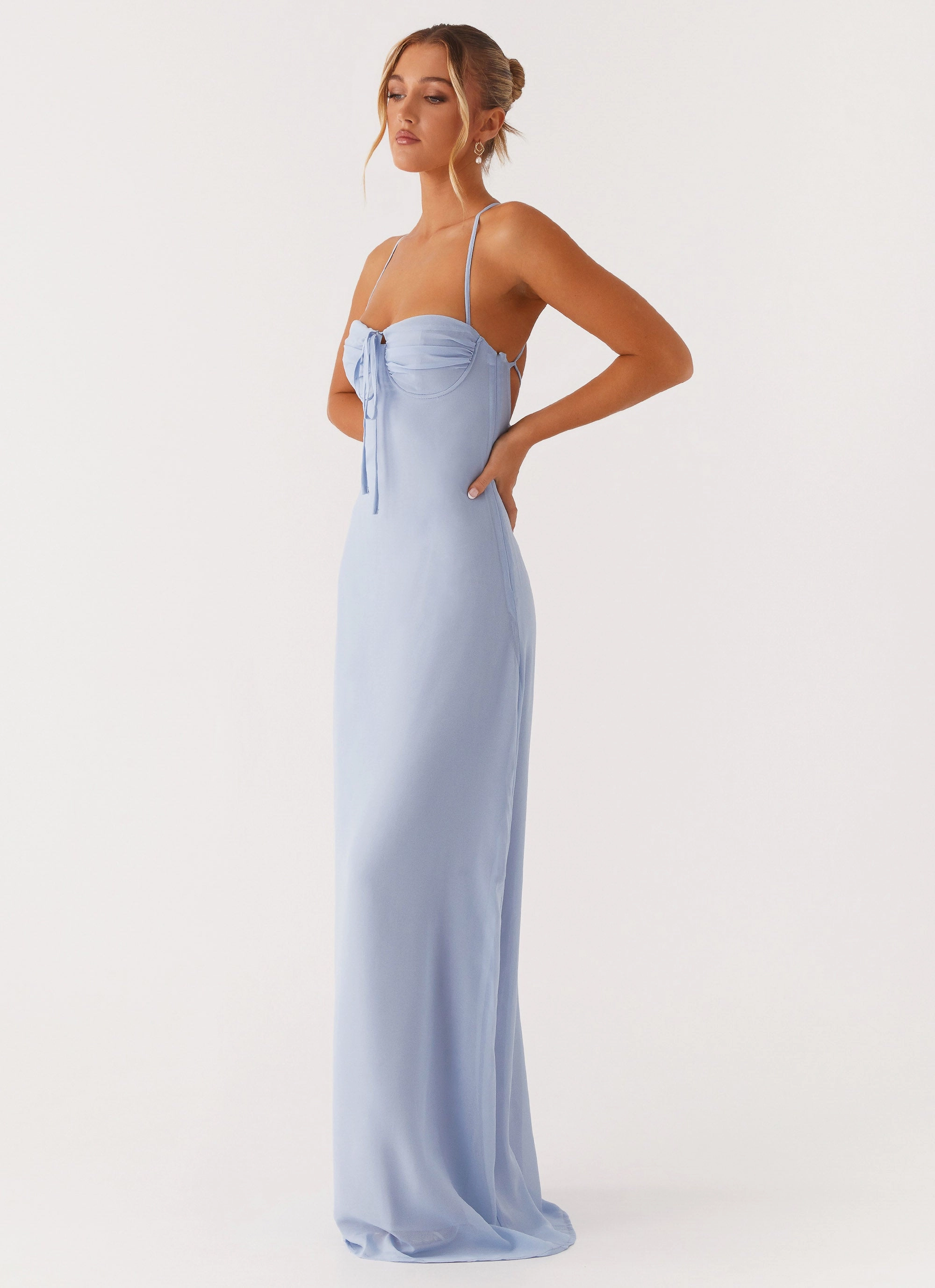 Zip Ease Crisp Silhouette Aveline Bustier Maxi Dress - Blue