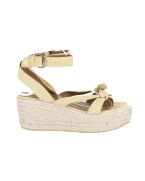Anti Friction Lining Ba&Sh Ankle Strap Wedge Espadrilles in Beige Suede
