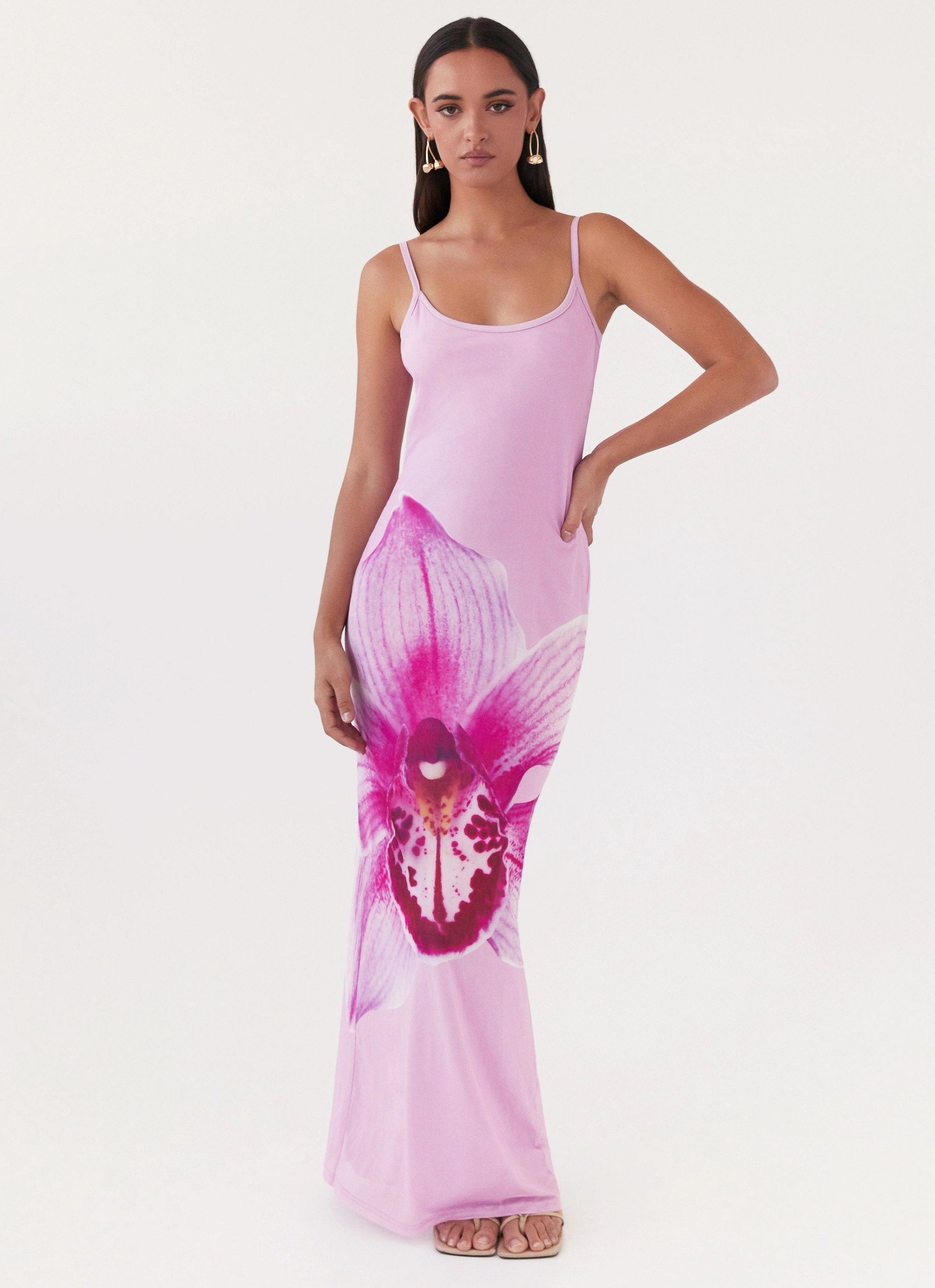 Bad News Mesh Maxi Dress - Pink Magnolia Form Fit