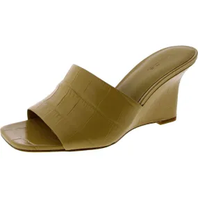 Pia-2 Womens Faux Leather Slip On Wedge Sandals Vacation Trip
