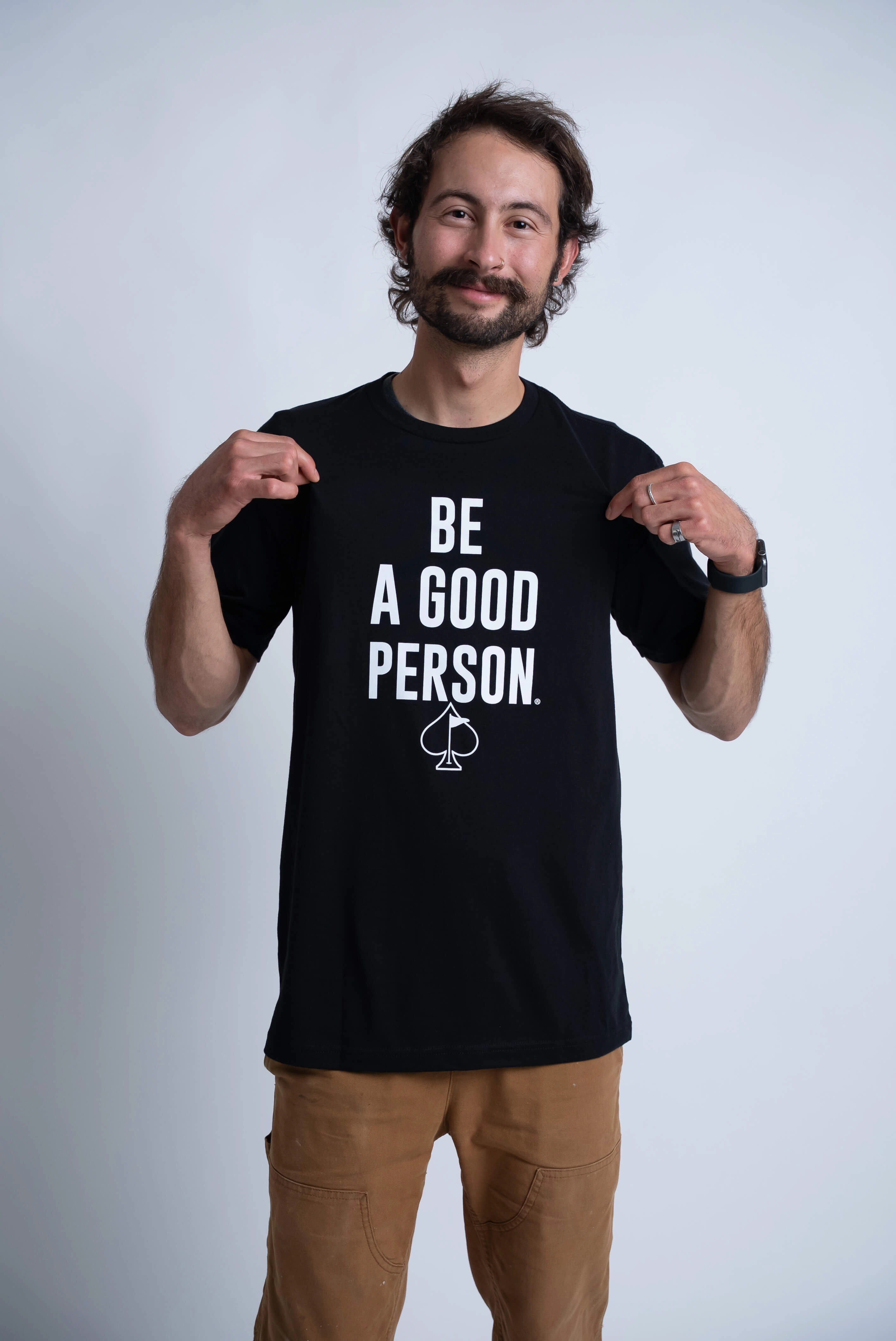 Be A Good Person X Pins and Aces Signature T-Shirt - Black Subtle design