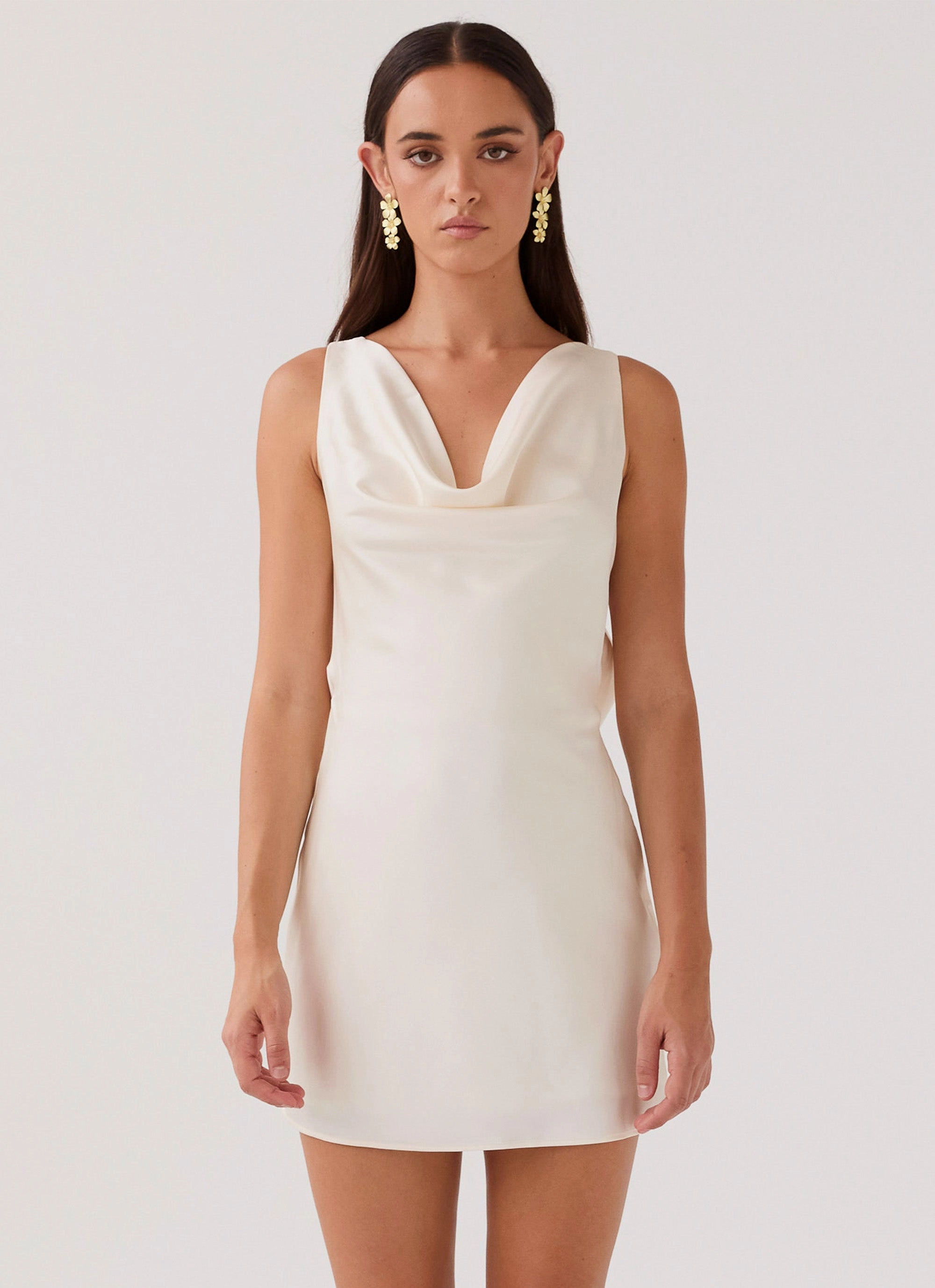 Perfectly Fit Look Artisanal-Detail Be Mine Satin Mini Dress - Ivory