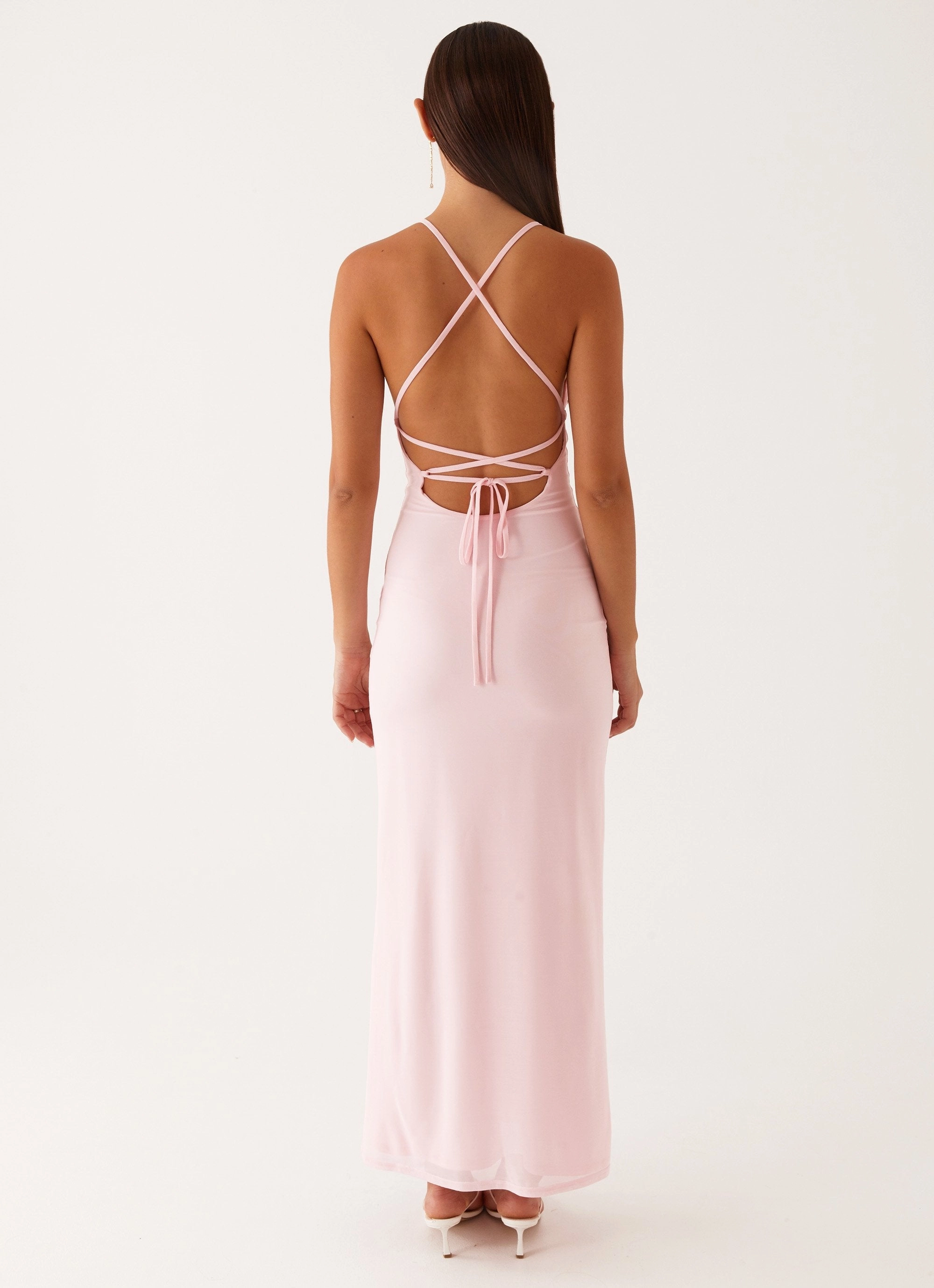 Bright Appeal All-season Beki Beaded Mesh Maxi Dress - Pink