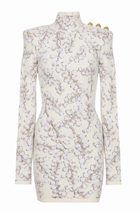 Sophisticated Line Redcurrant Jacquard Knit Dress