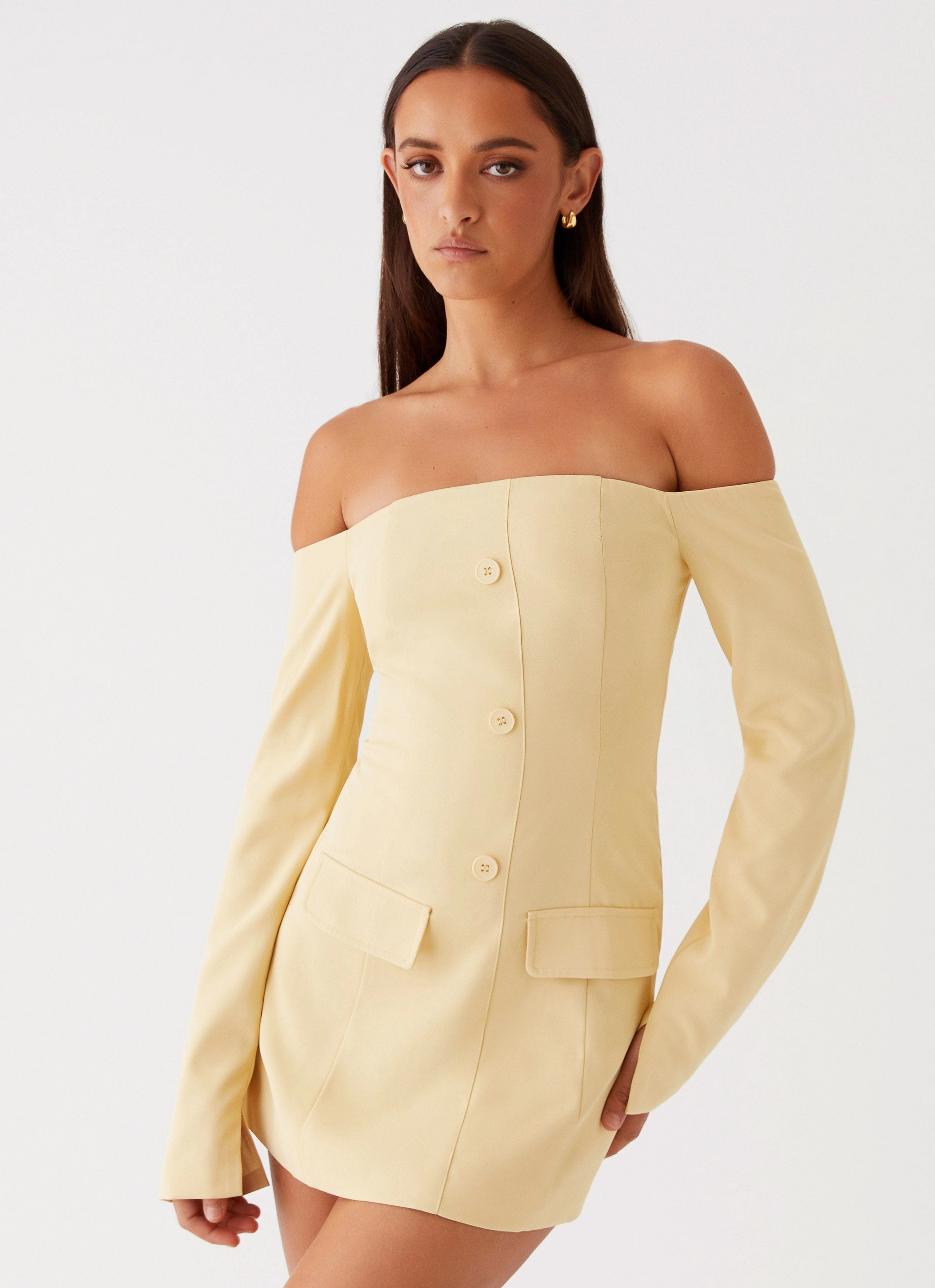 Refined Presence Mix-And-Match Dominique Blazer Mini Dress - Yellow