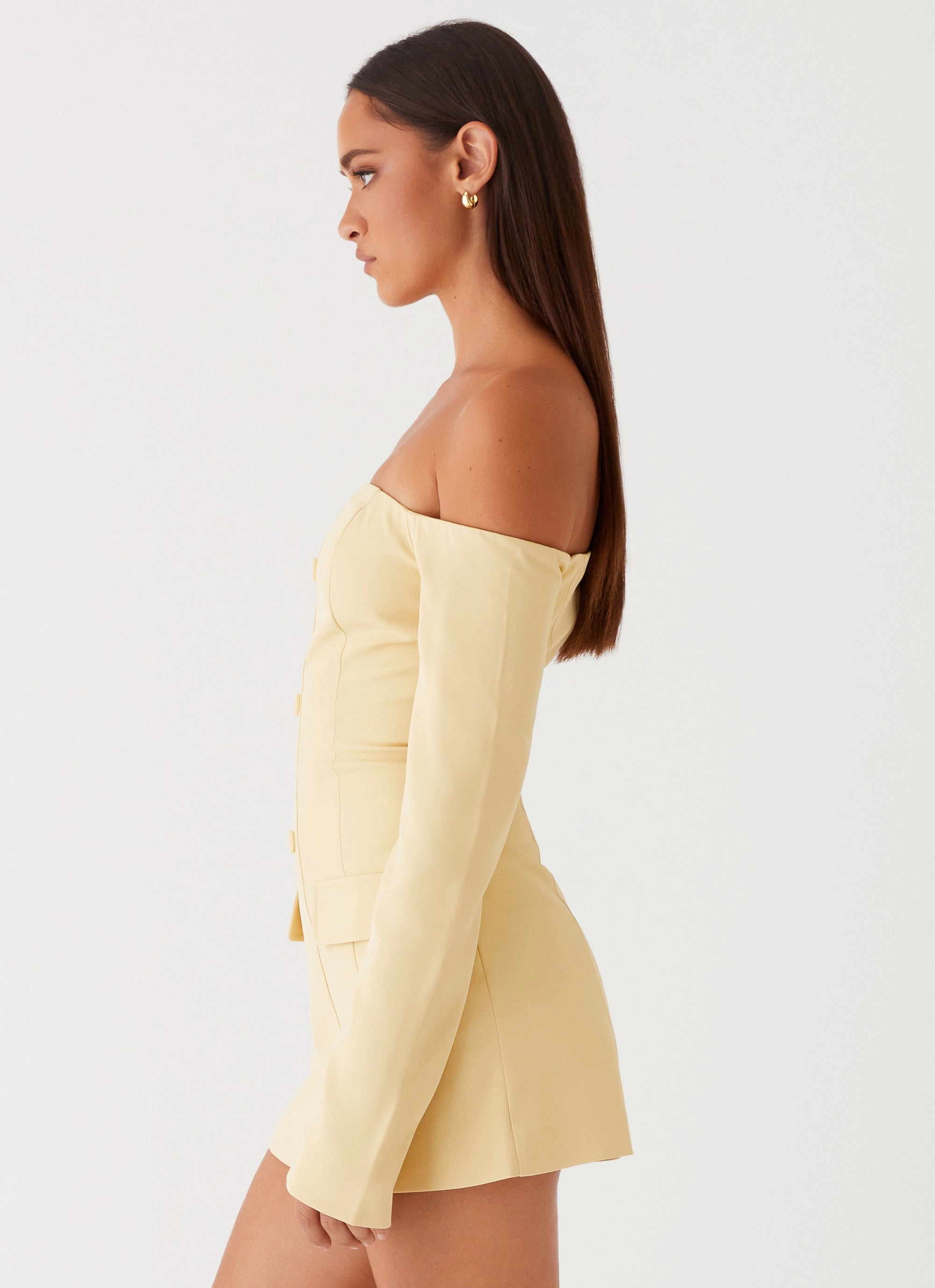 Dominique Blazer Mini Dress - Yellow Harmonious Layers
